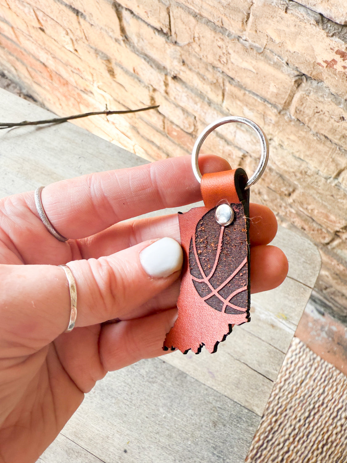 Indiana Basketball Leather Keychain