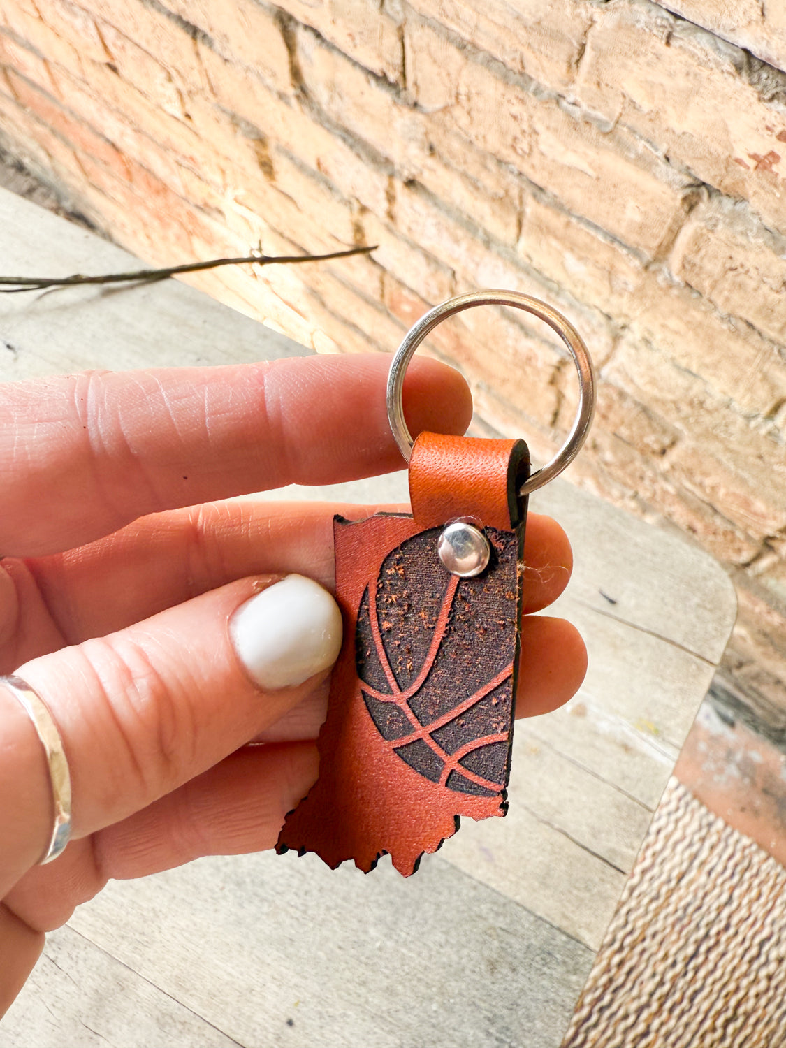 Indiana Basketball Leather Keychain