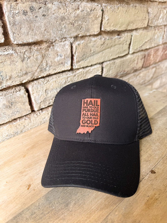 Purdue - Hail Purdue Indiana Leather Patch Hat
