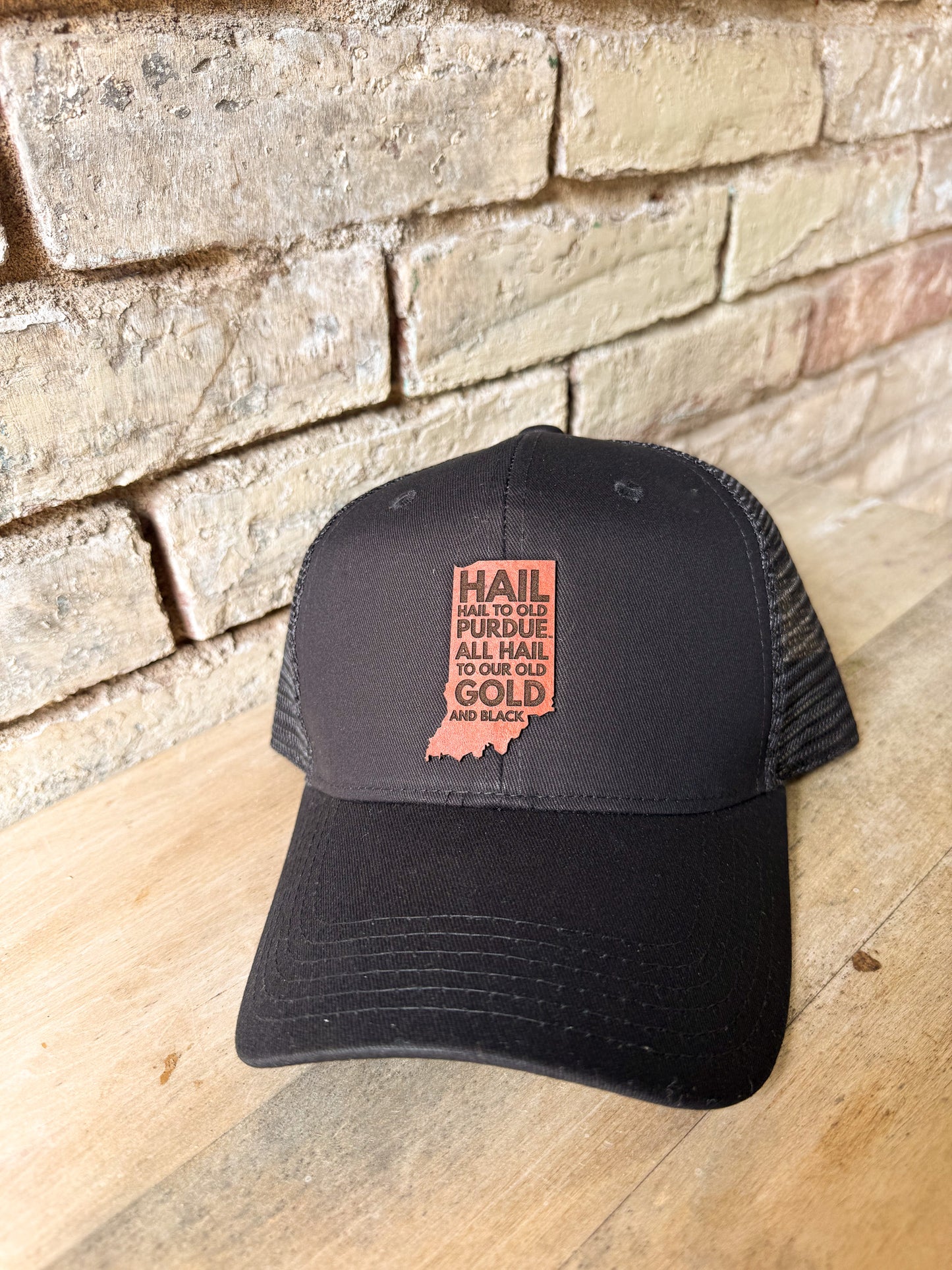 Purdue - Hail Purdue Indiana Leather Patch Hat