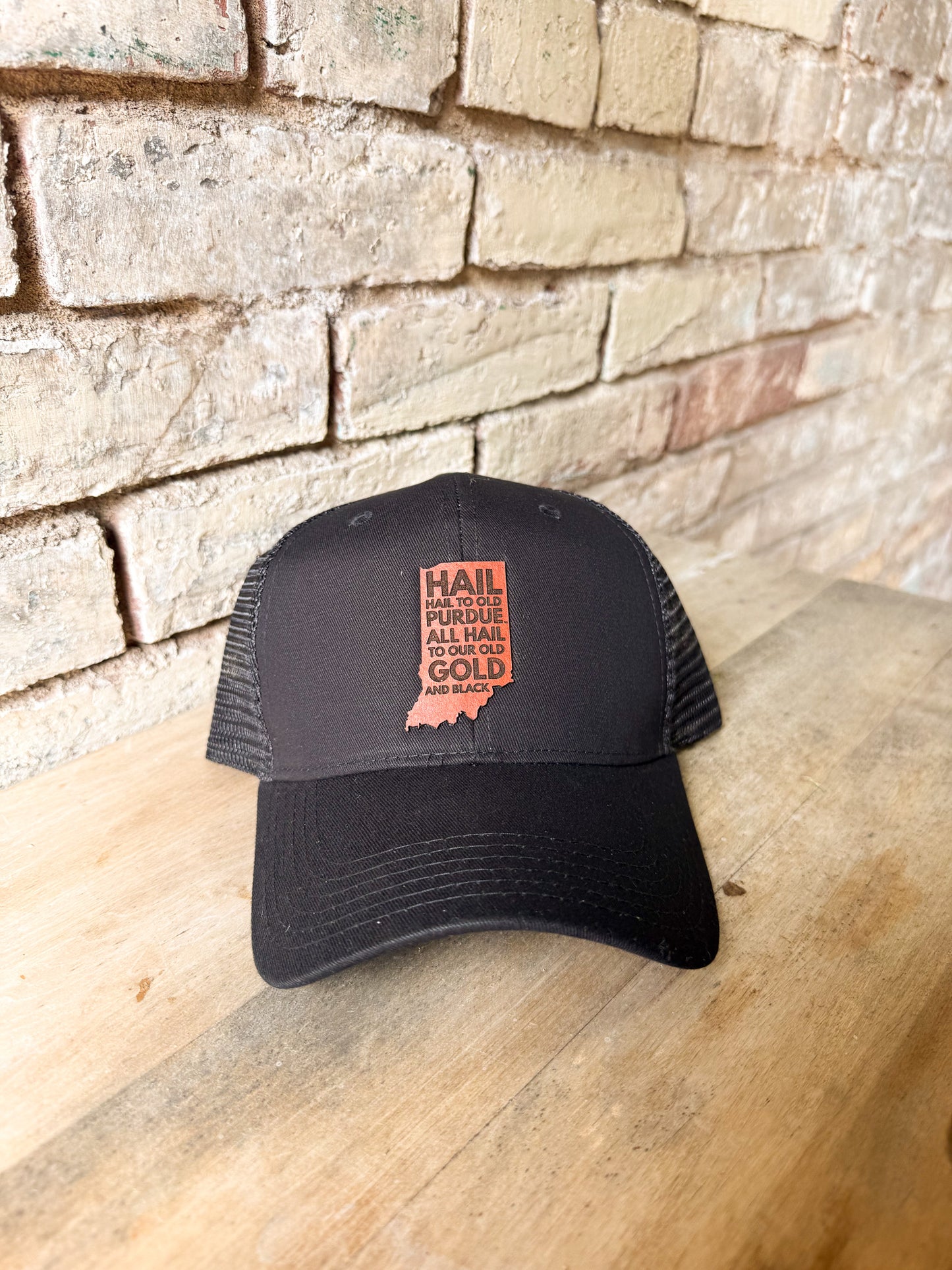 Purdue - Hail Purdue Indiana Leather Patch Hat