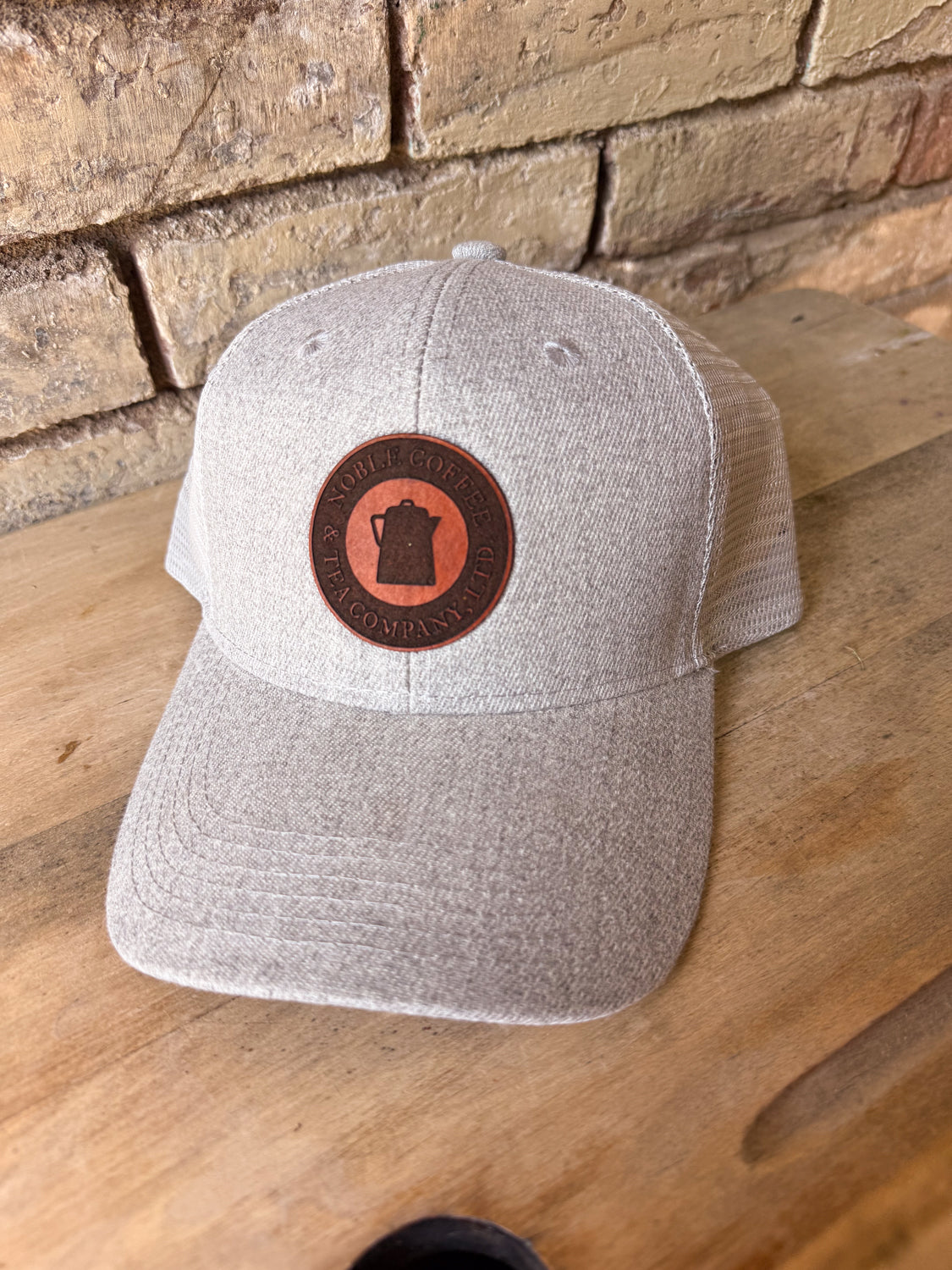 Custom Logo Leather Patch on Baseball Trucker - Adult