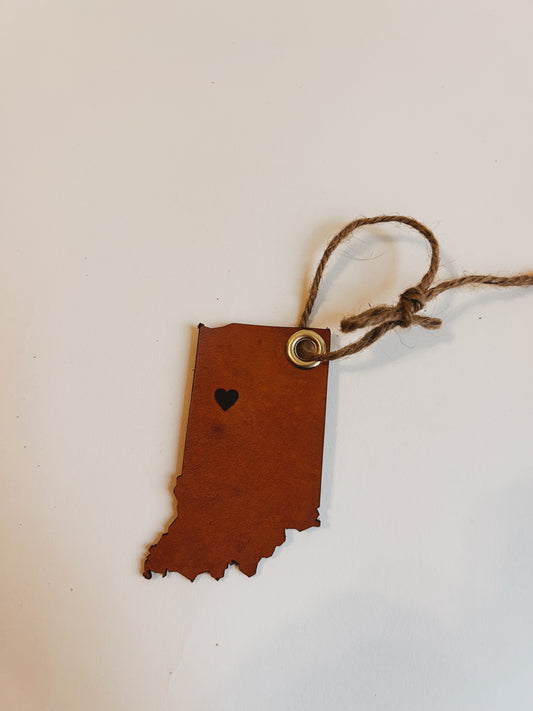 Custom Indiana State Ornament - Heart Over City