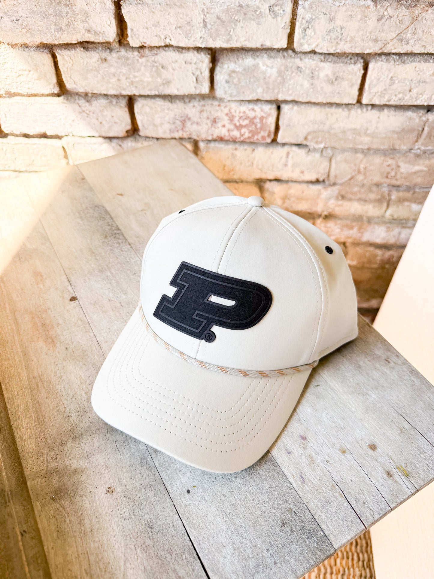 Purdue Motion P Leather Patch Hat - Putty