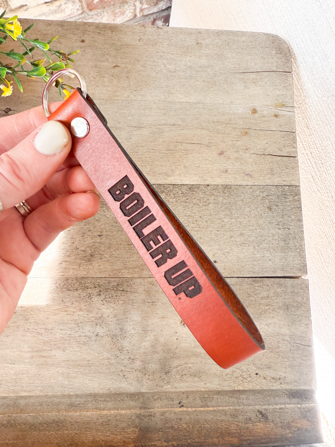 Purdue Boiler Up Leather Wristlet Keychain