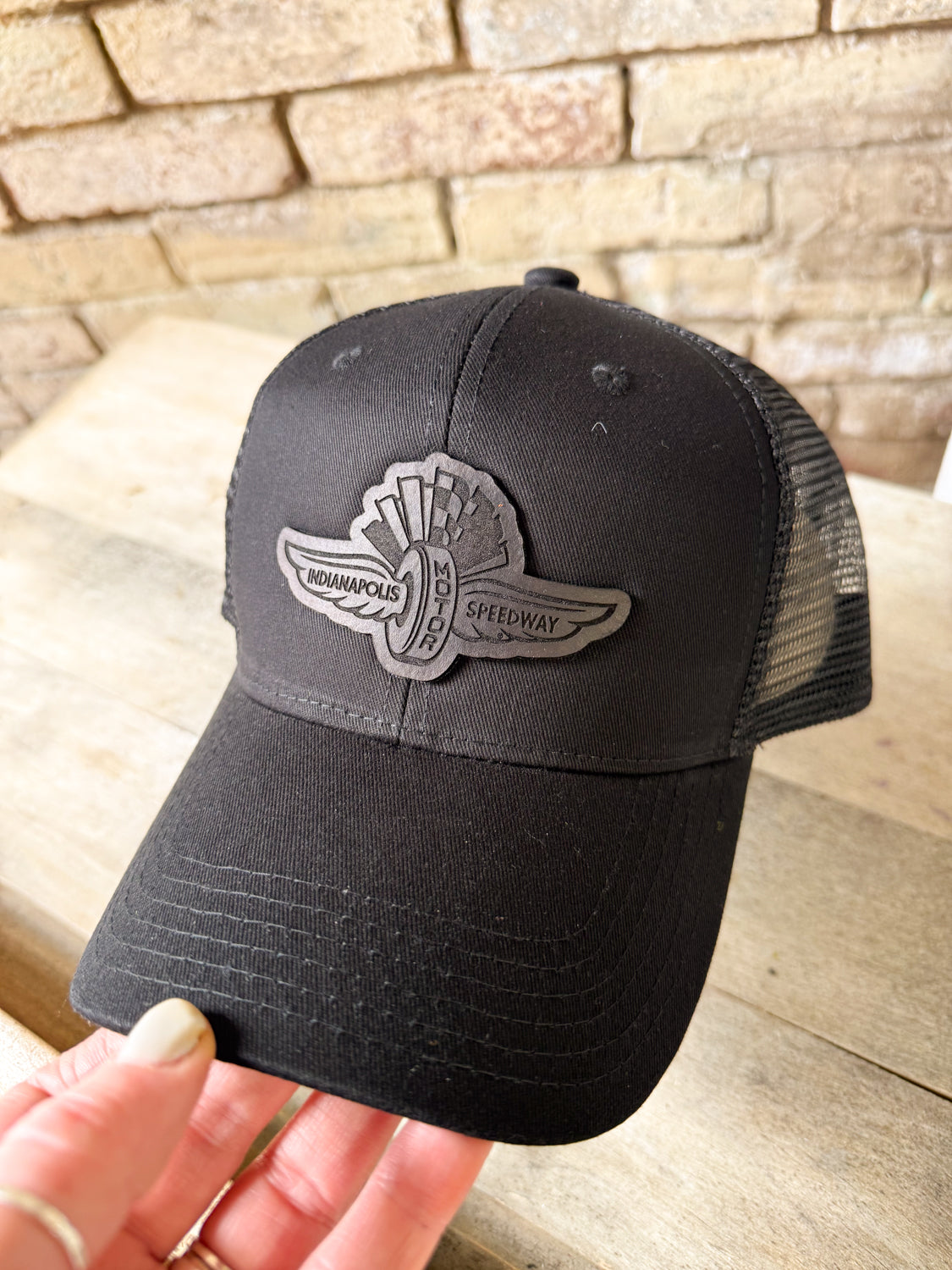 IMS Wings Leather Patch on Black Baseball Hat