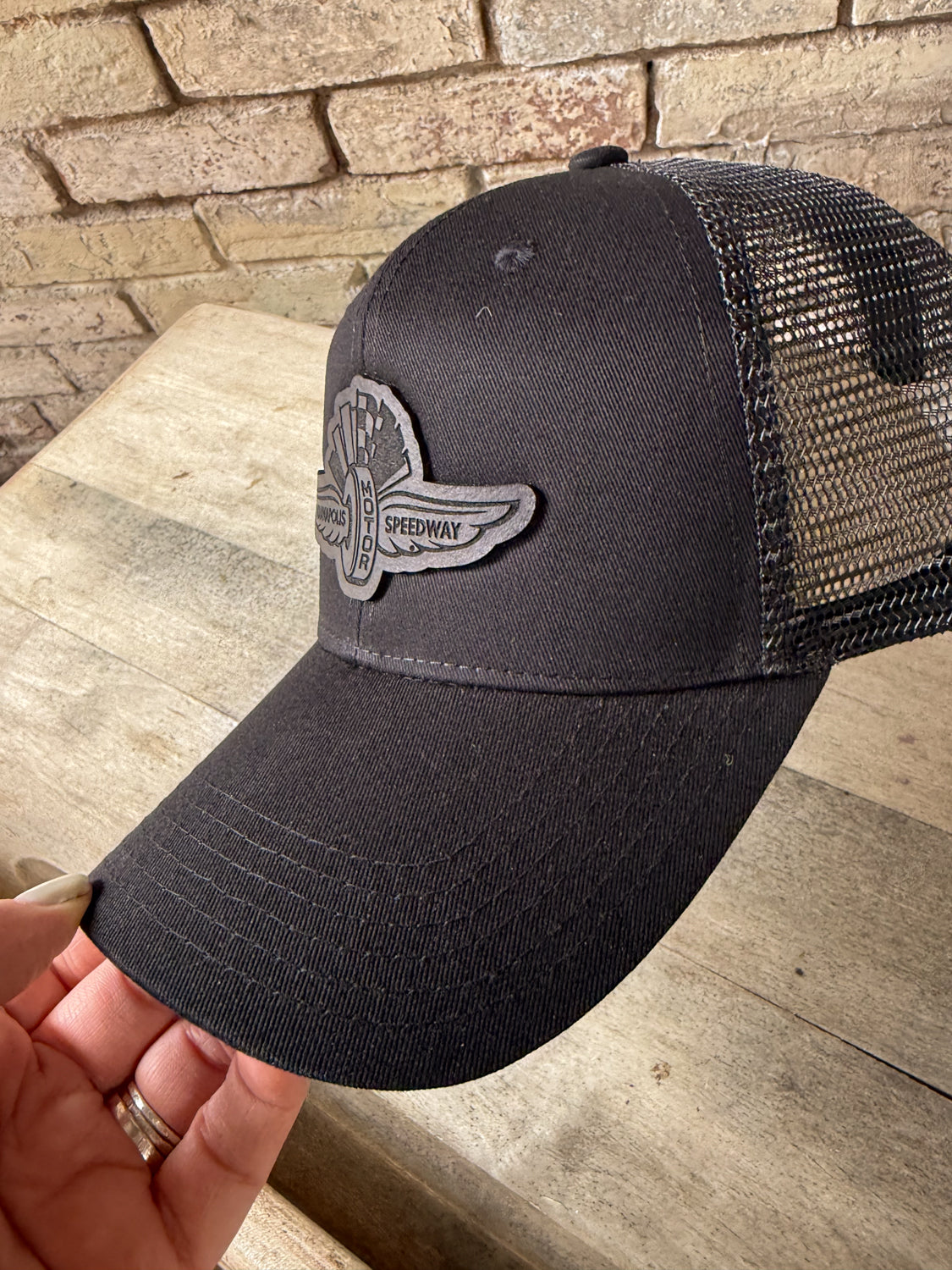 IMS Wings Leather Patch on Black Baseball Hat