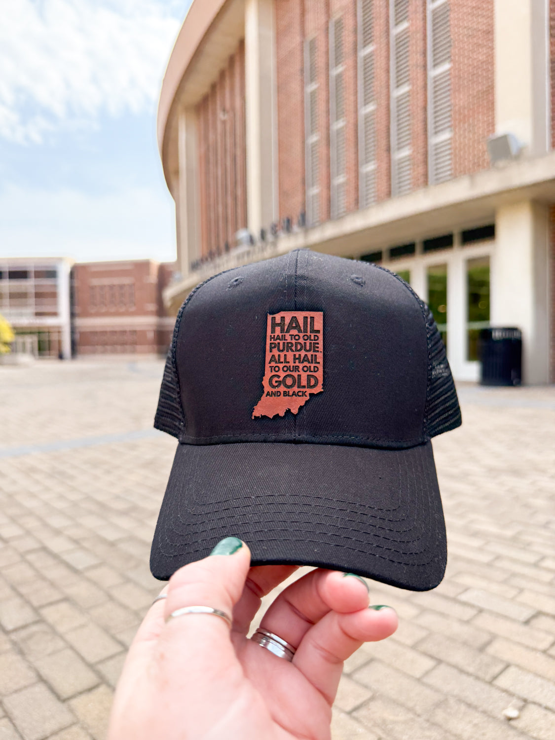 Purdue - Hail Purdue Indiana Leather Patch Hat