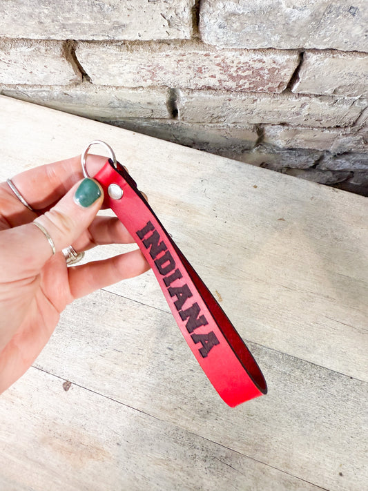 Indiana Leather Wristlet Keychain – Red
