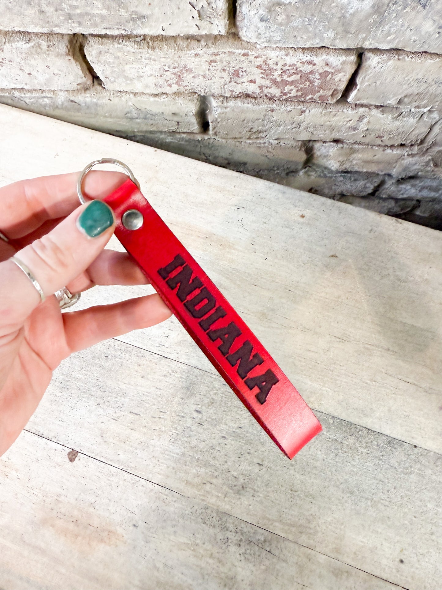 Indiana Leather Wristlet Keychain – Red