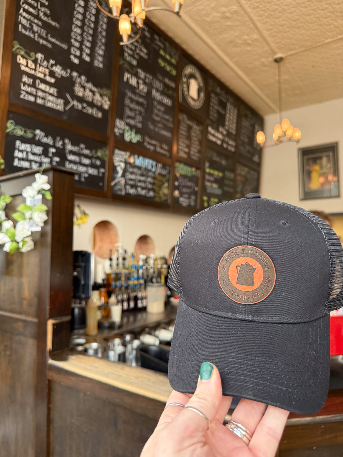 Custom Logo Leather Patch on Baseball Trucker - Adult