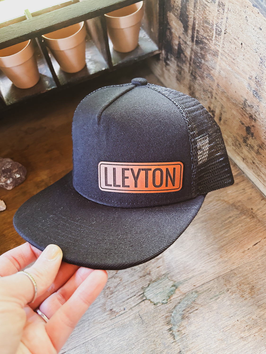 Kids Name Hat - Modern Font - Personalized Leather Patch