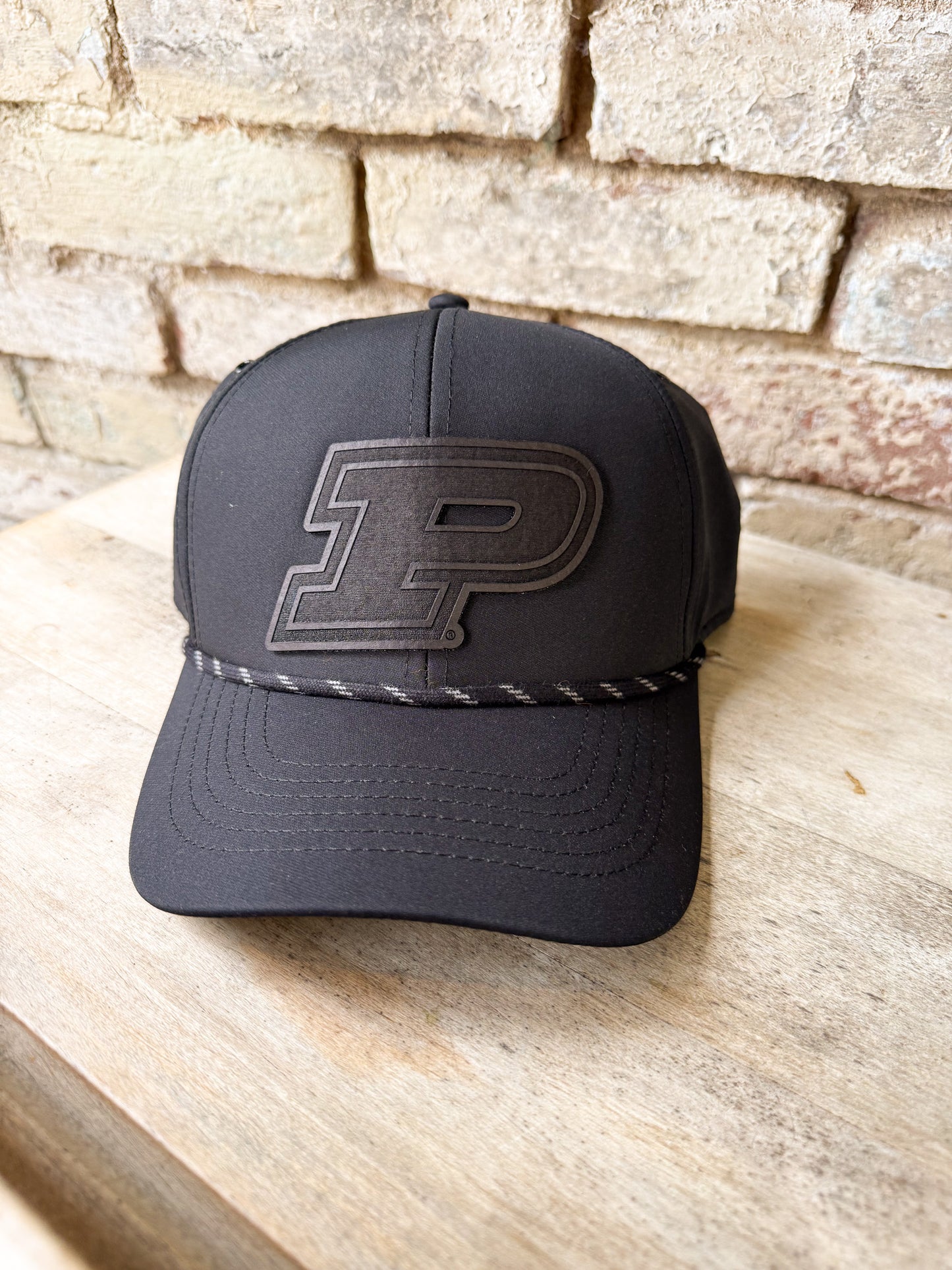 Purdue Motion P Leather Patch Hat - Black