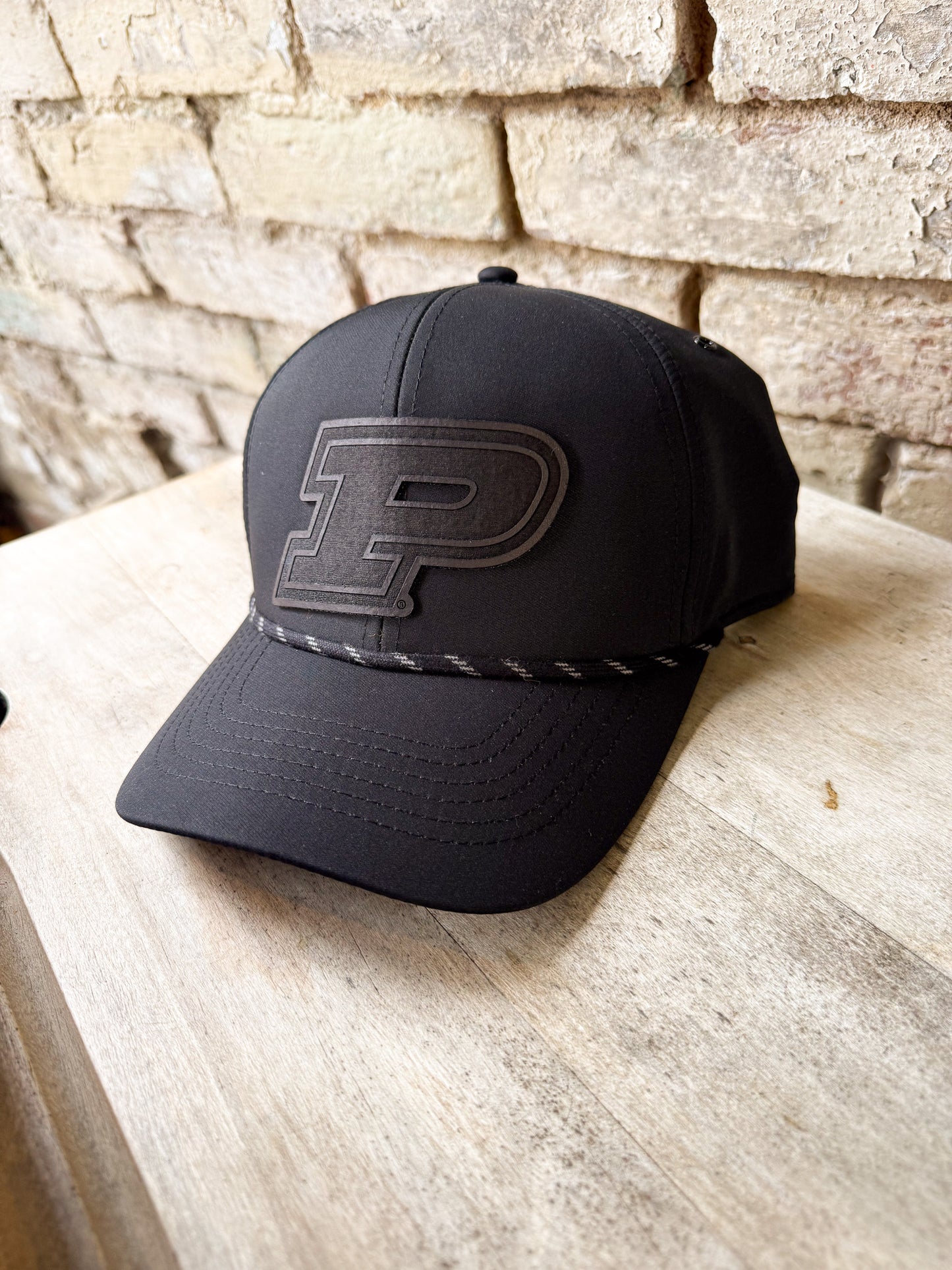 Purdue Motion P Leather Patch Hat - Black