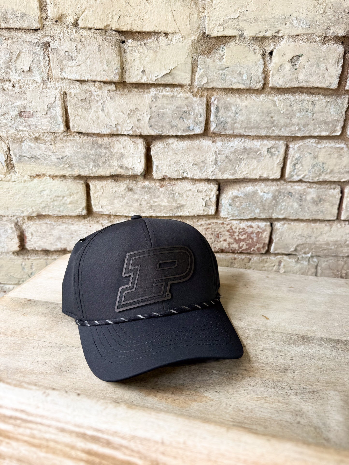 Purdue Motion P Leather Patch Hat - Black