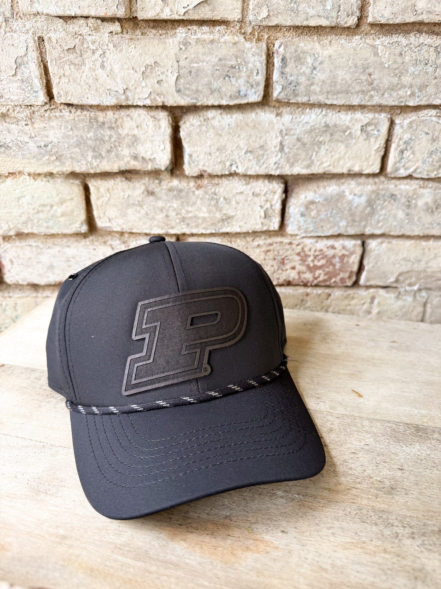 Purdue Motion P Leather Patch Hat - Black