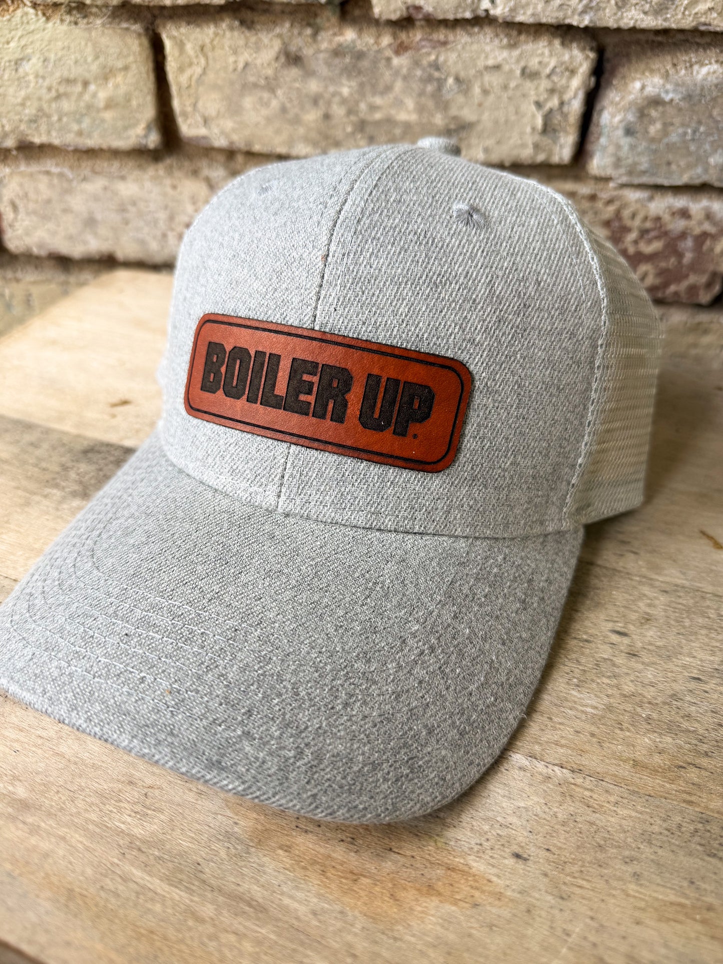 Purdue Boiler Up Patch on Heather Gray Hat