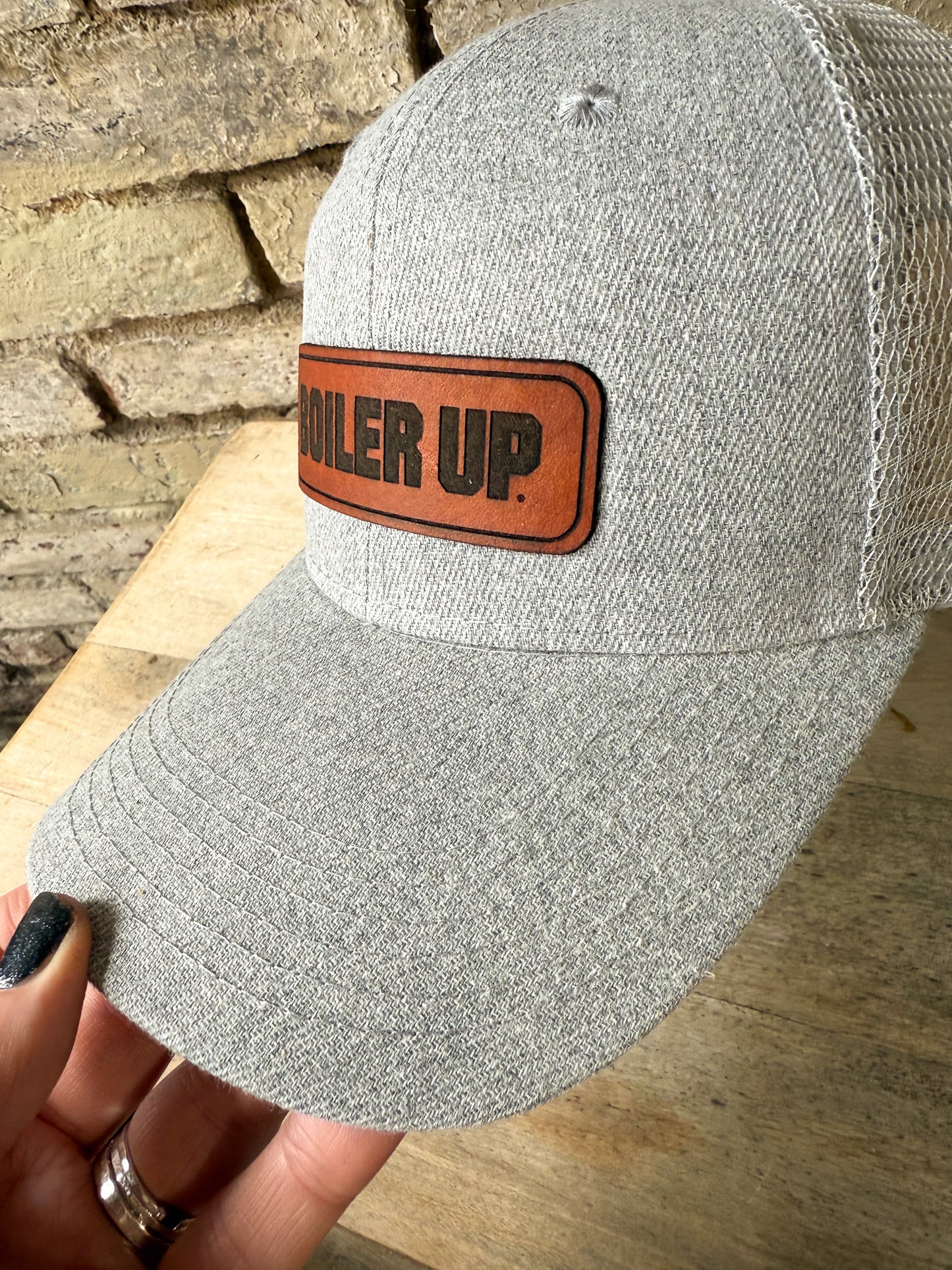 Purdue Boiler Up Patch on Heather Gray Hat