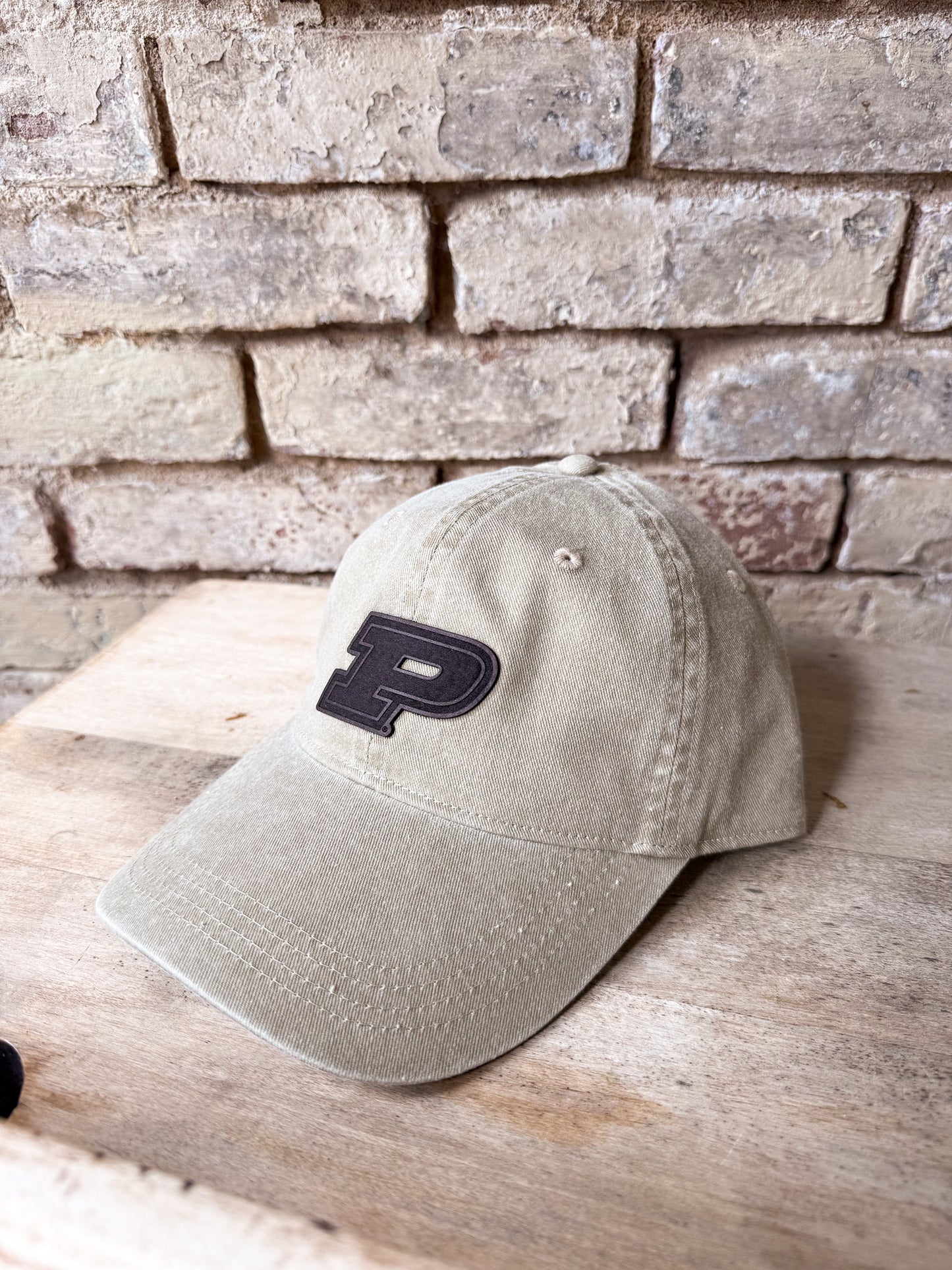 Purdue Motion P Leather Patch Hat – Kahki Dad Hat