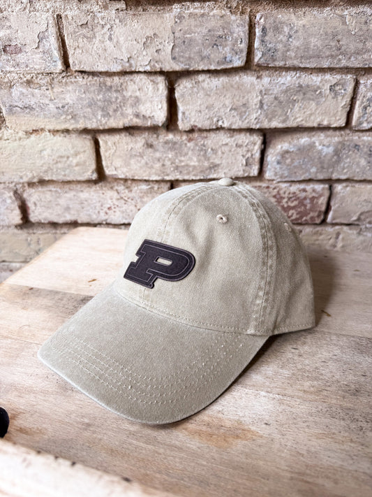 Purdue Motion P Leather Patch Hat – Kahki Dad Hat