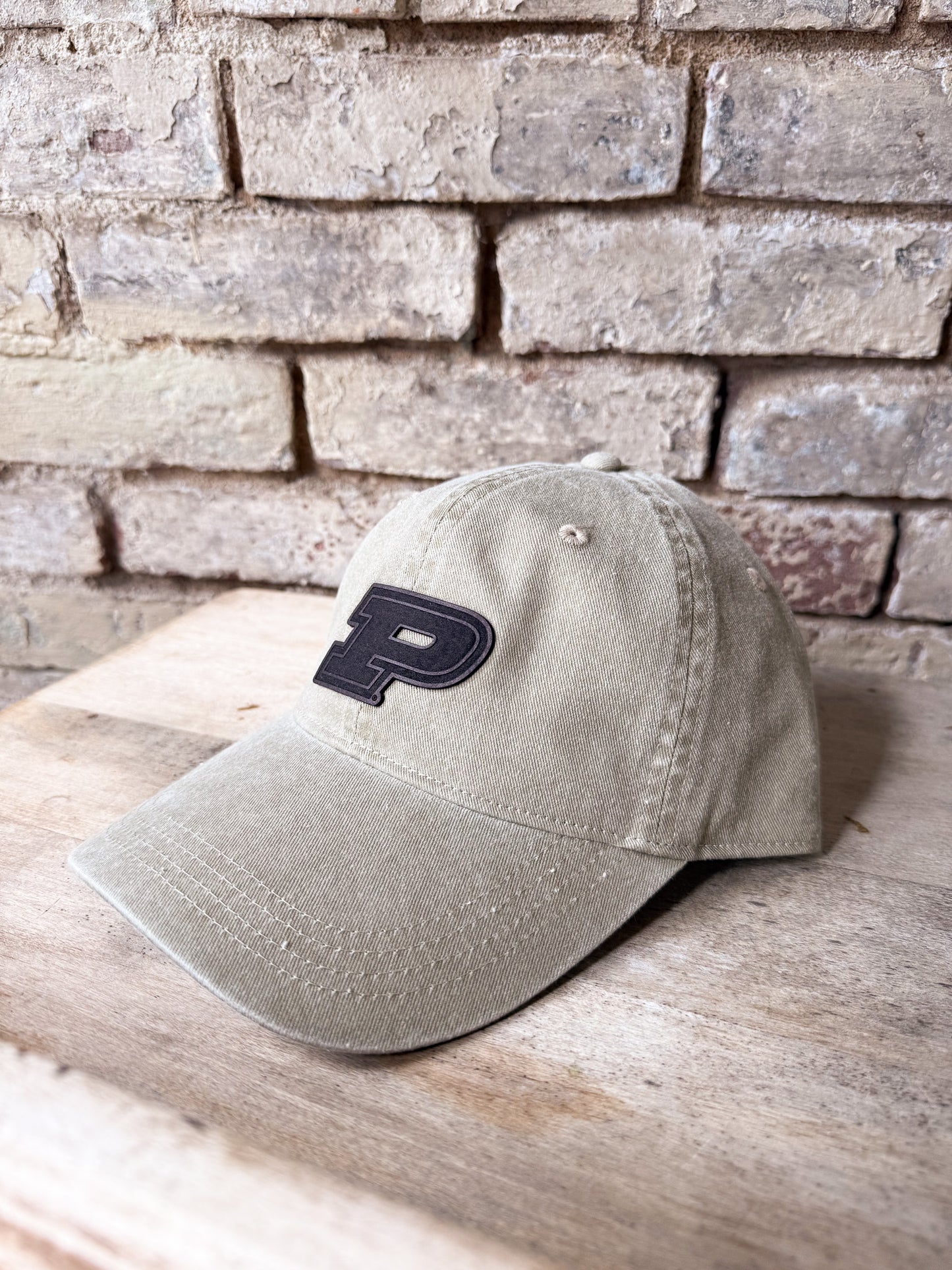 Purdue Motion P Leather Patch Hat – Kahki Dad Hat