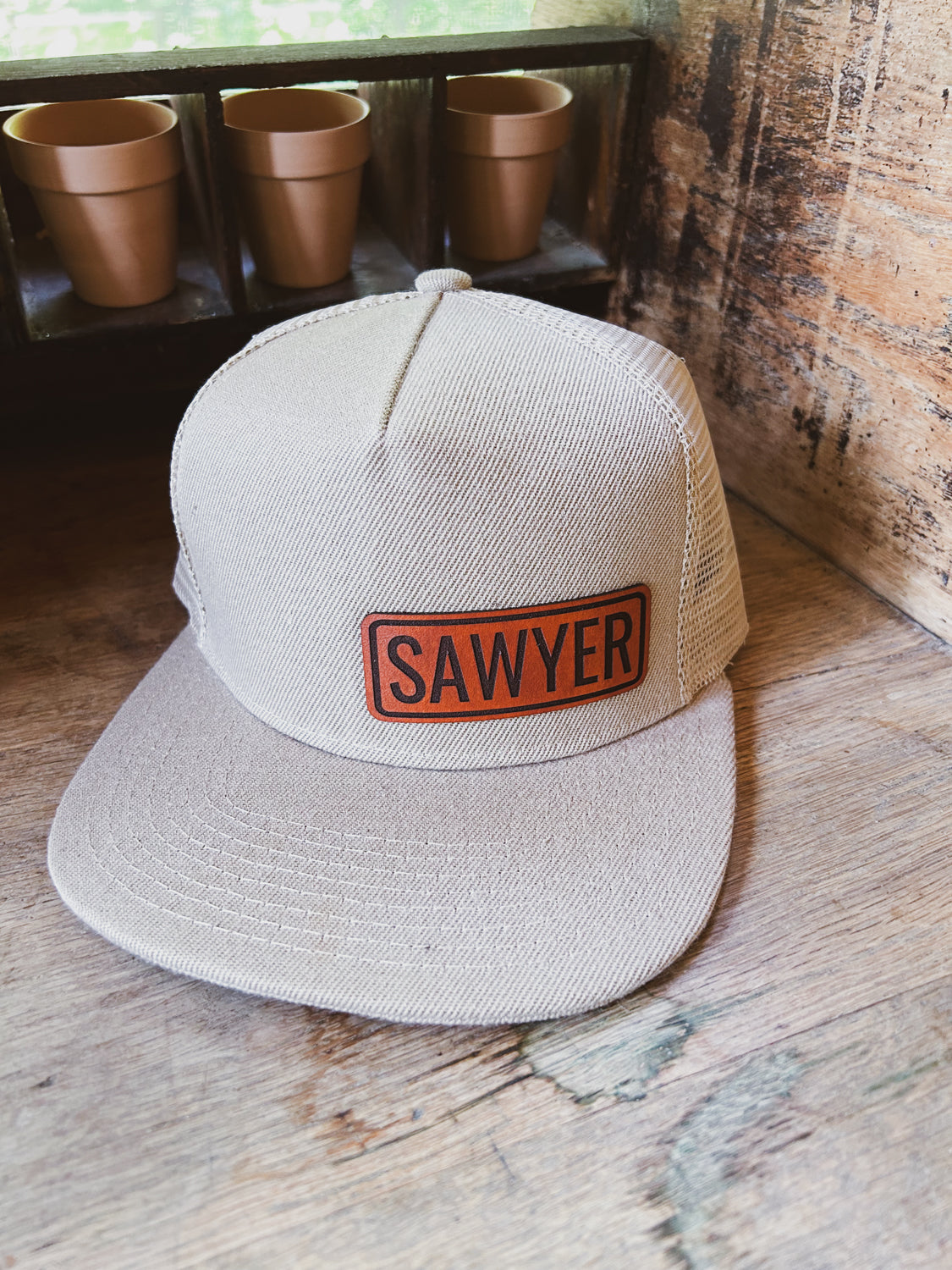 Kids Name Hat - Modern Font - Personalized Leather Patch