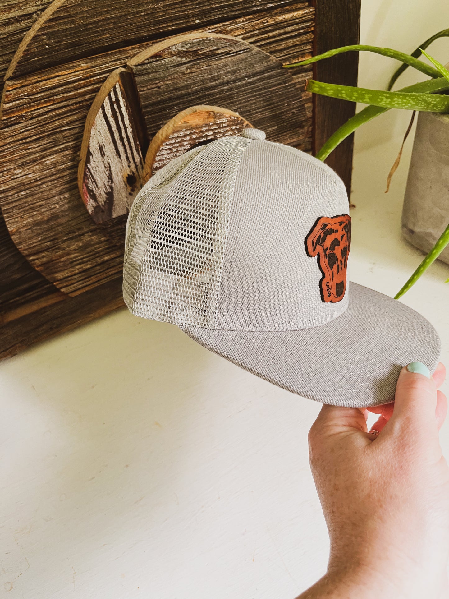 Custom Pet Sketch Leather Patch on Hat