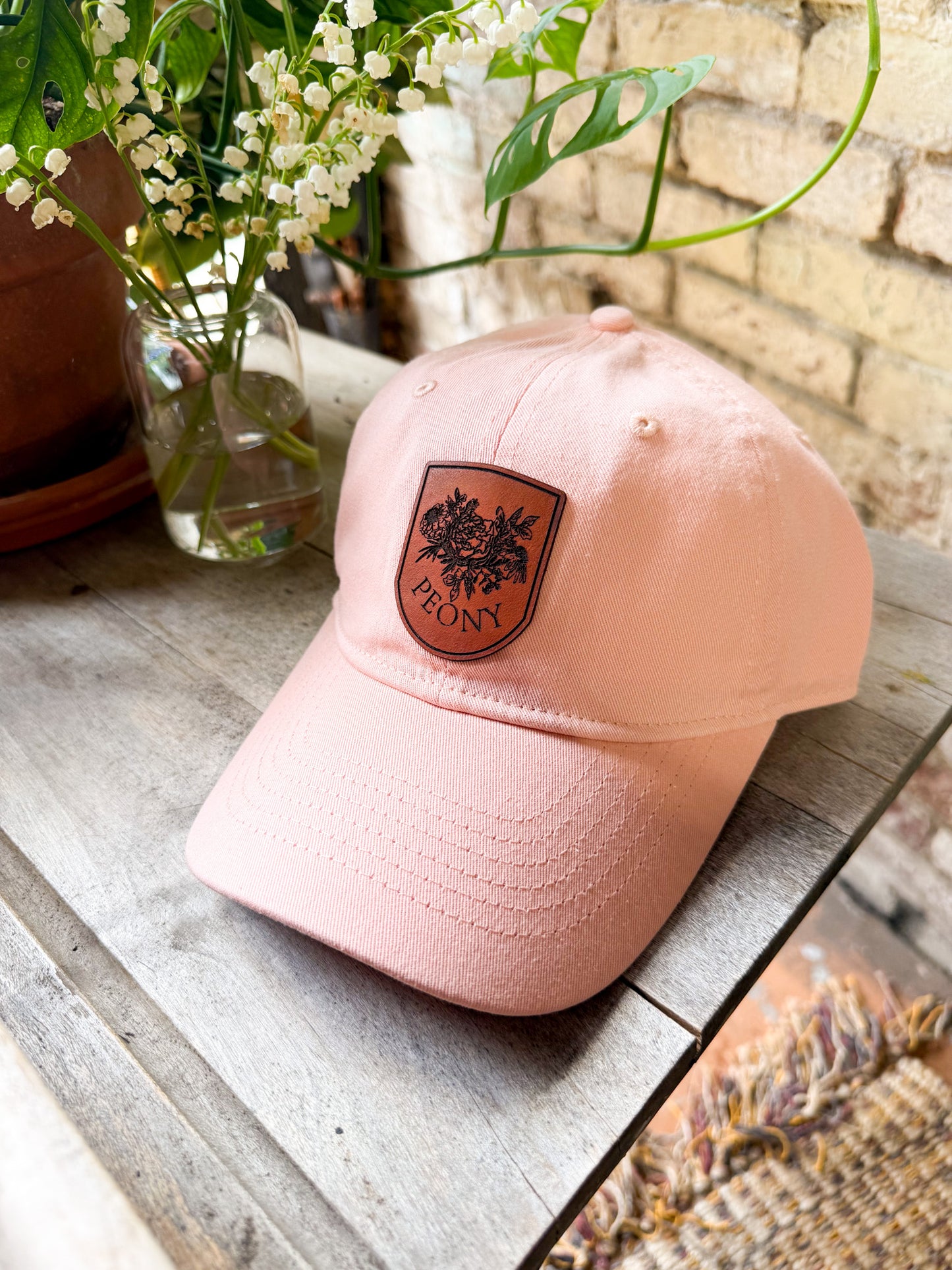 Vintage Peony Leather Patch Hat – Dad Hat