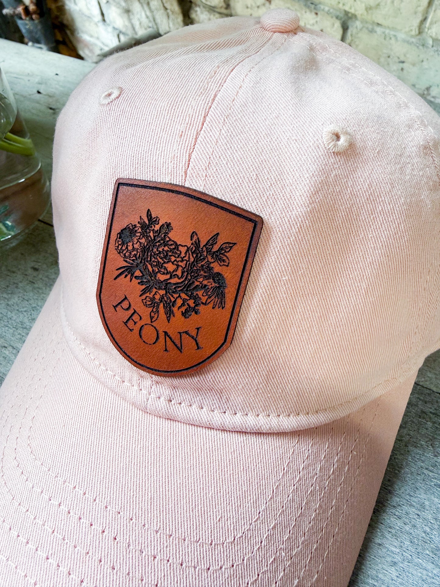 Vintage Peony Leather Patch Hat – Dad Hat