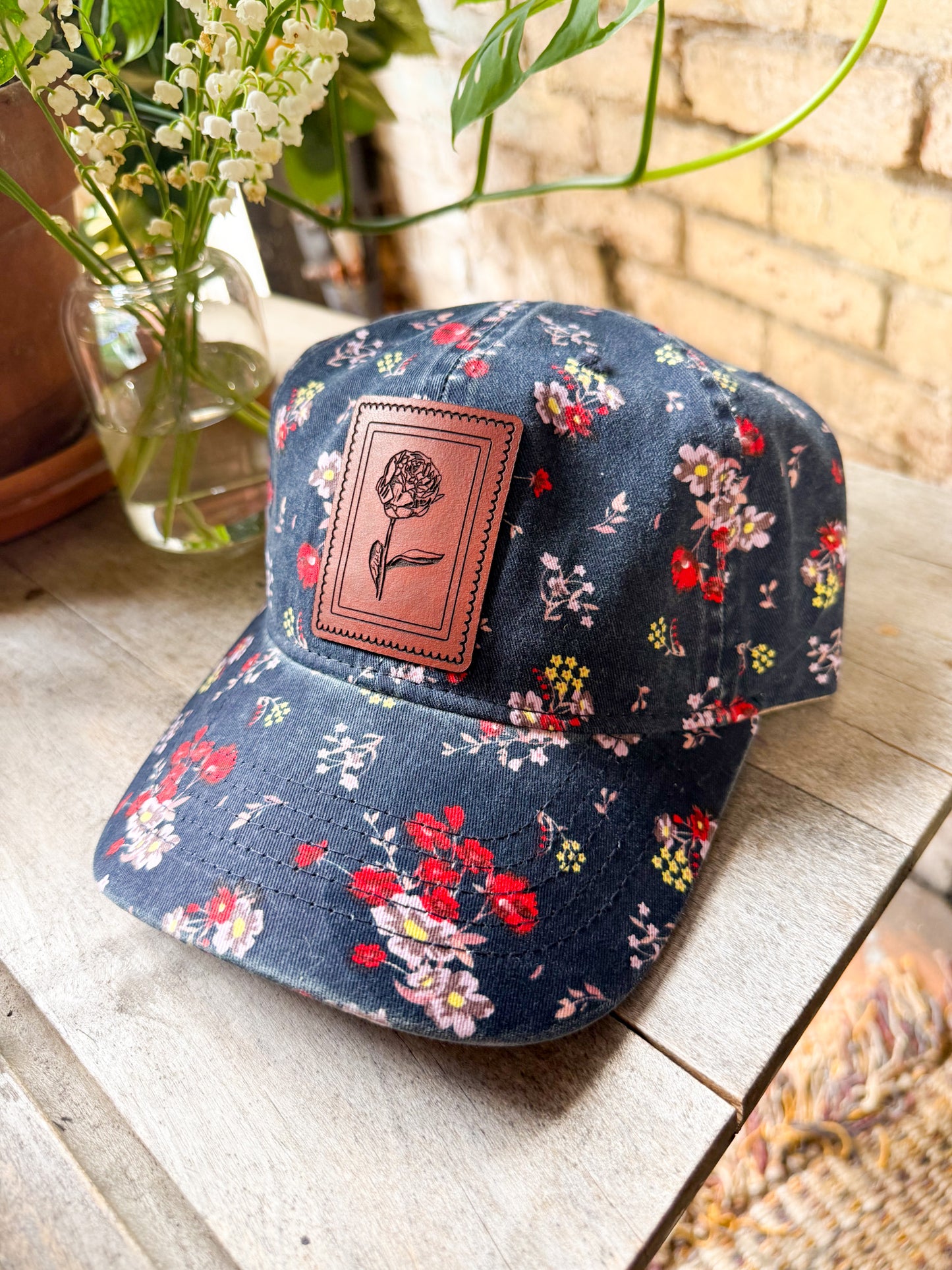 Peony Stamp Patch Hat
