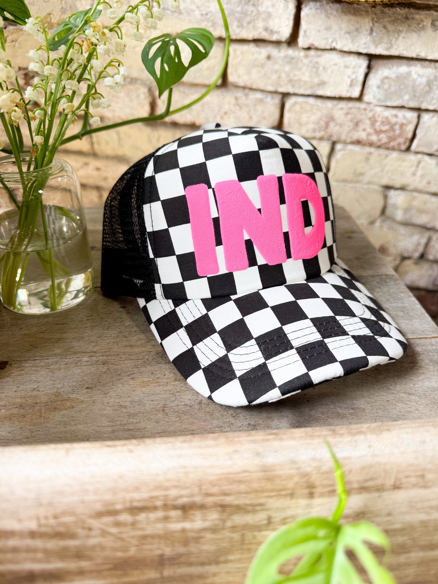 IND Puff Ink Checkered Foam Trucker Hat
