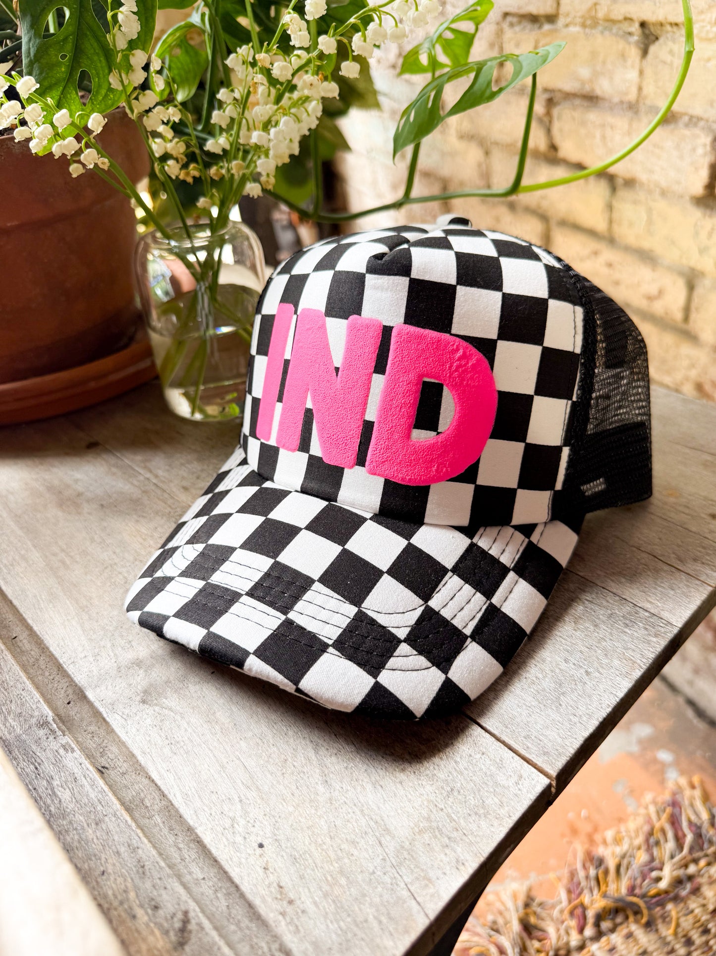 IND Puff Ink Checkered Foam Trucker Hat