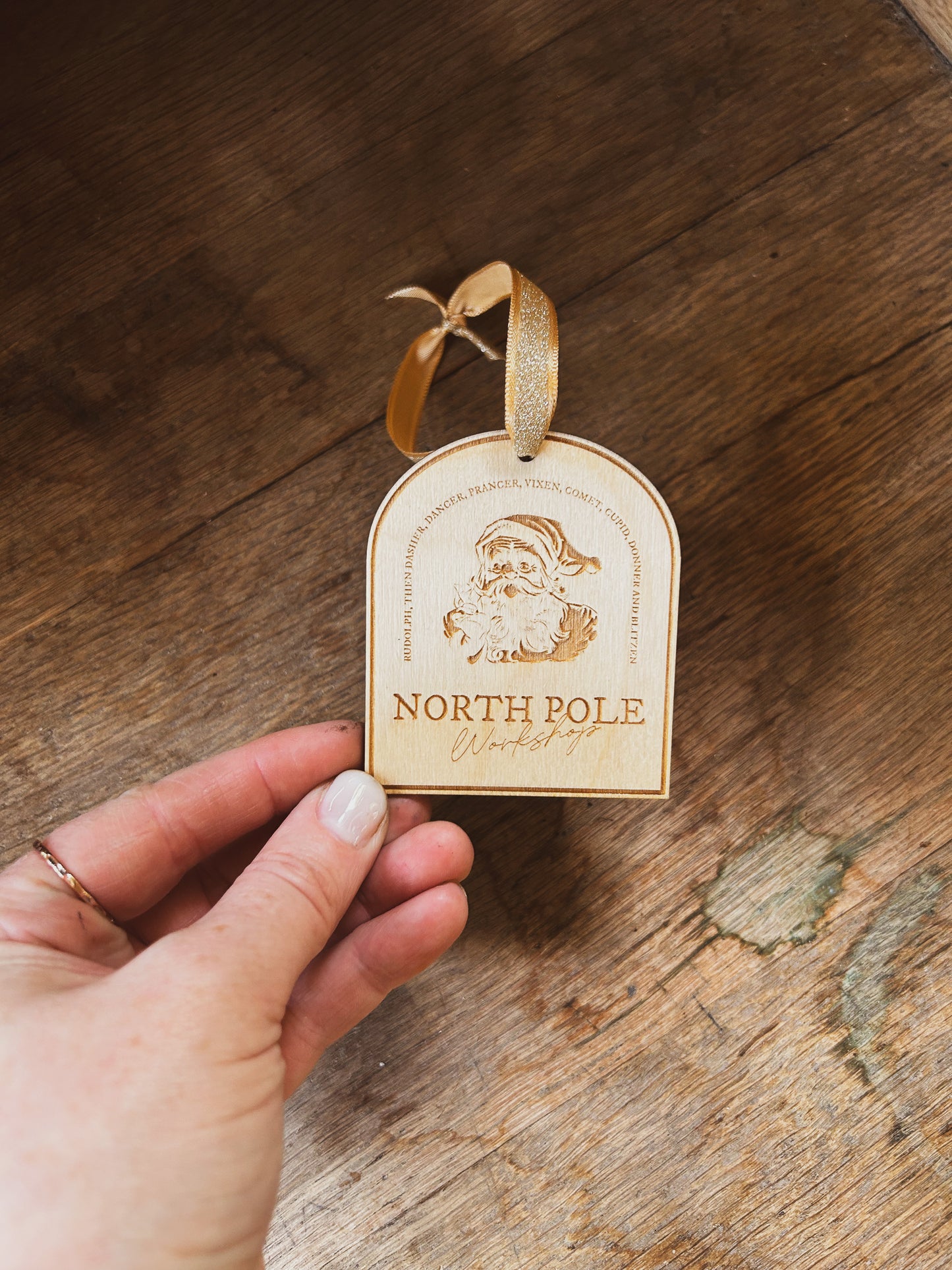 Vintage Santa Ornament - Wooden