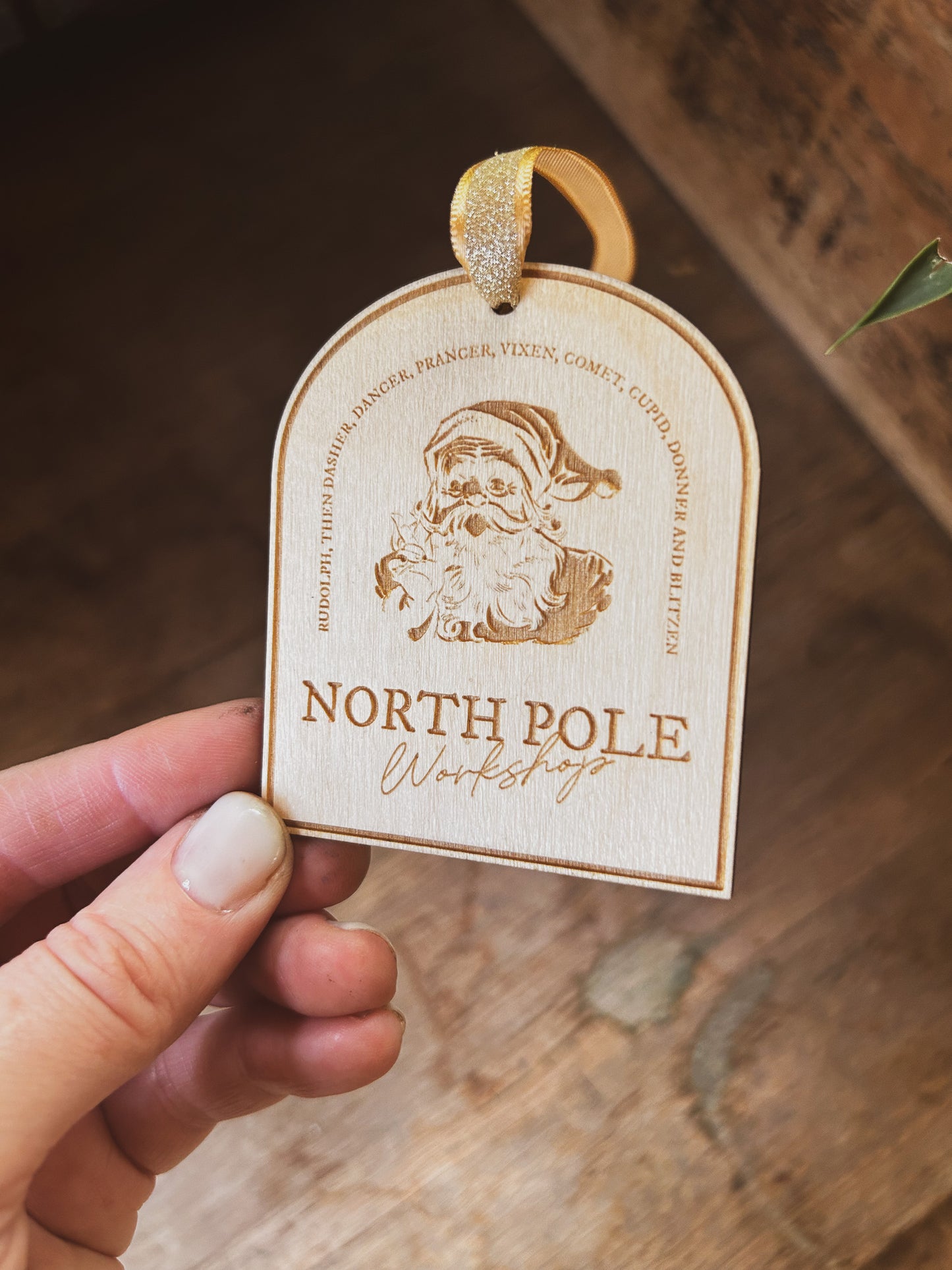 Vintage Santa Ornament - Wooden