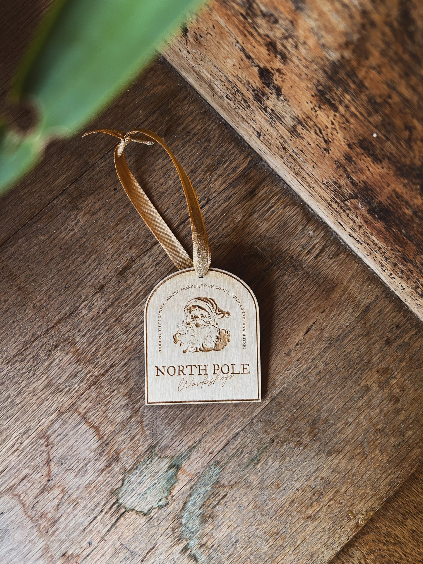 Vintage Santa Ornament - Wooden