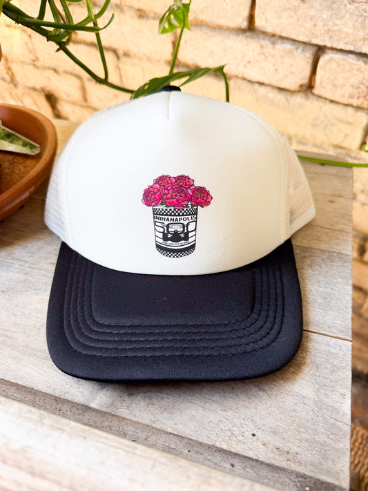 Indy Race Peony Popcorn Tin Hat