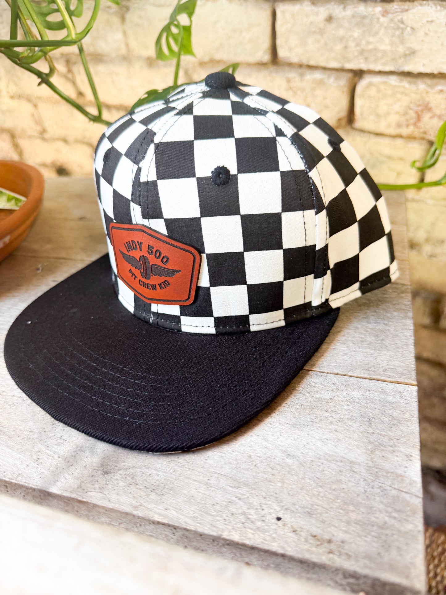 Indy 500 Pit Crew Kid Leather Patch Hat