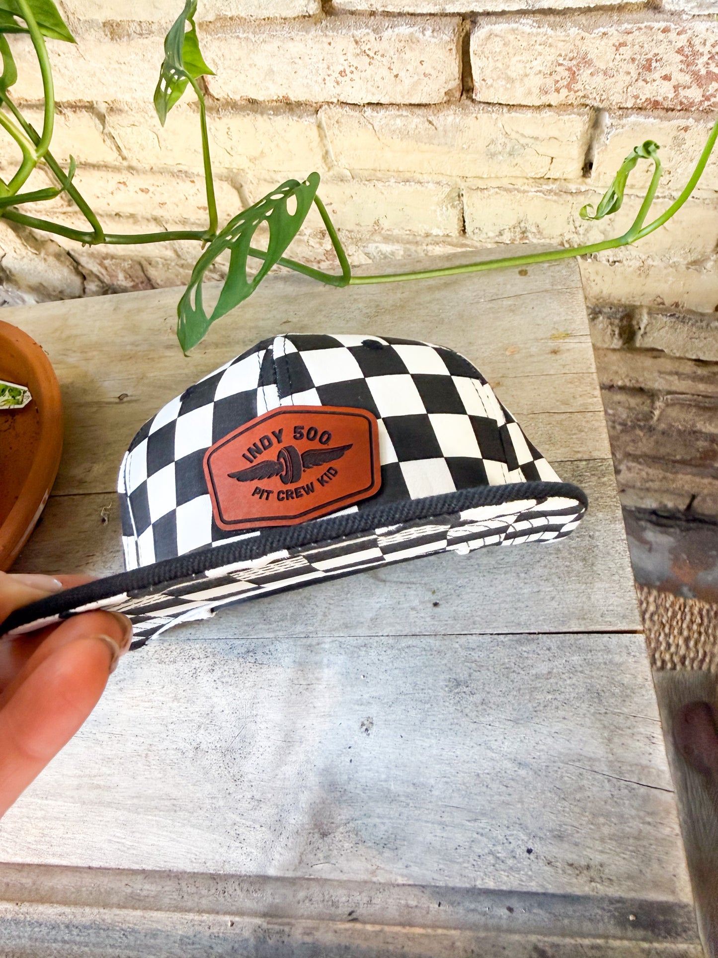 Indy 500 Pit Crew Kid Leather Patch Hat