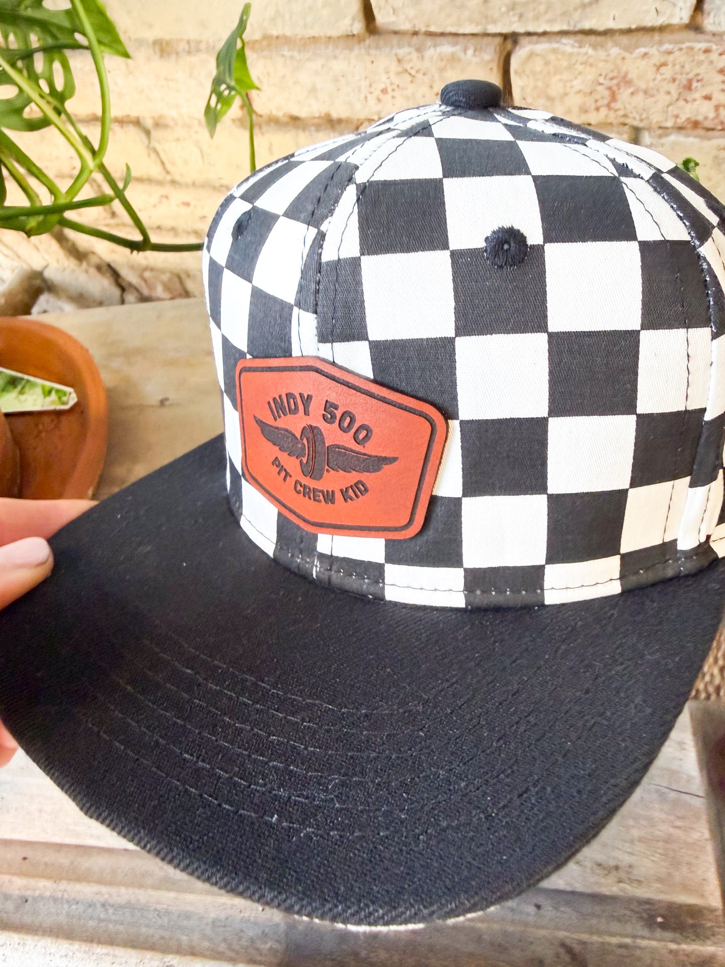 Indy 500 Pit Crew Kid Leather Patch Hat