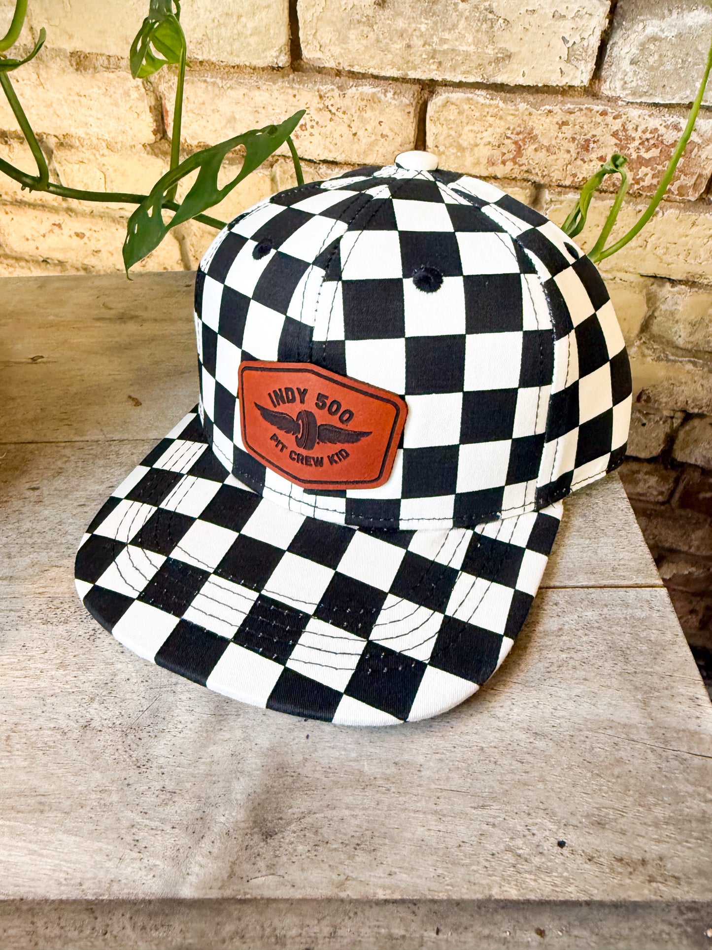 Indy 500 Pit Crew Kid Leather Patch Hat