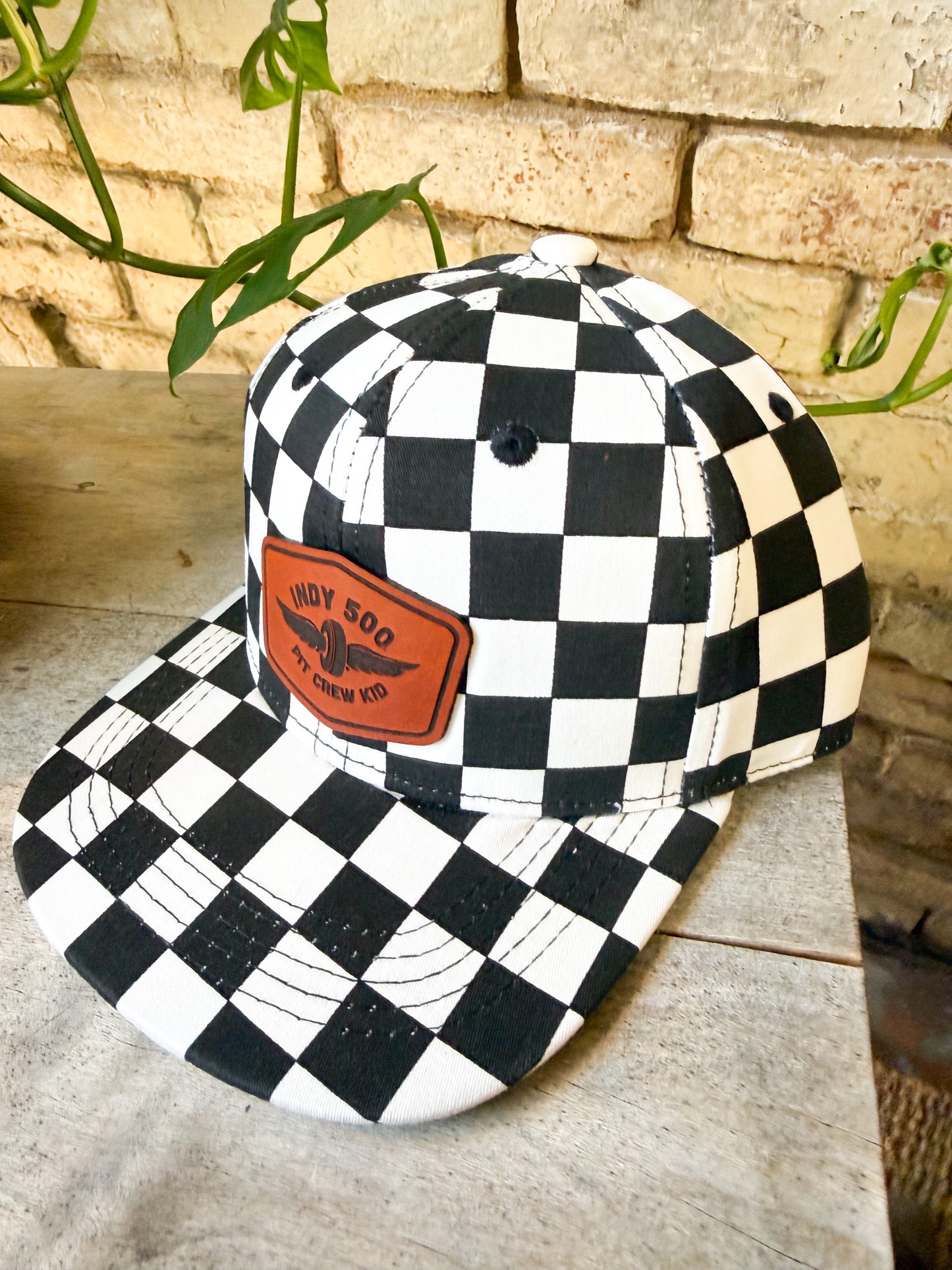 Indy 500 Pit Crew Kid Leather Patch Hat
