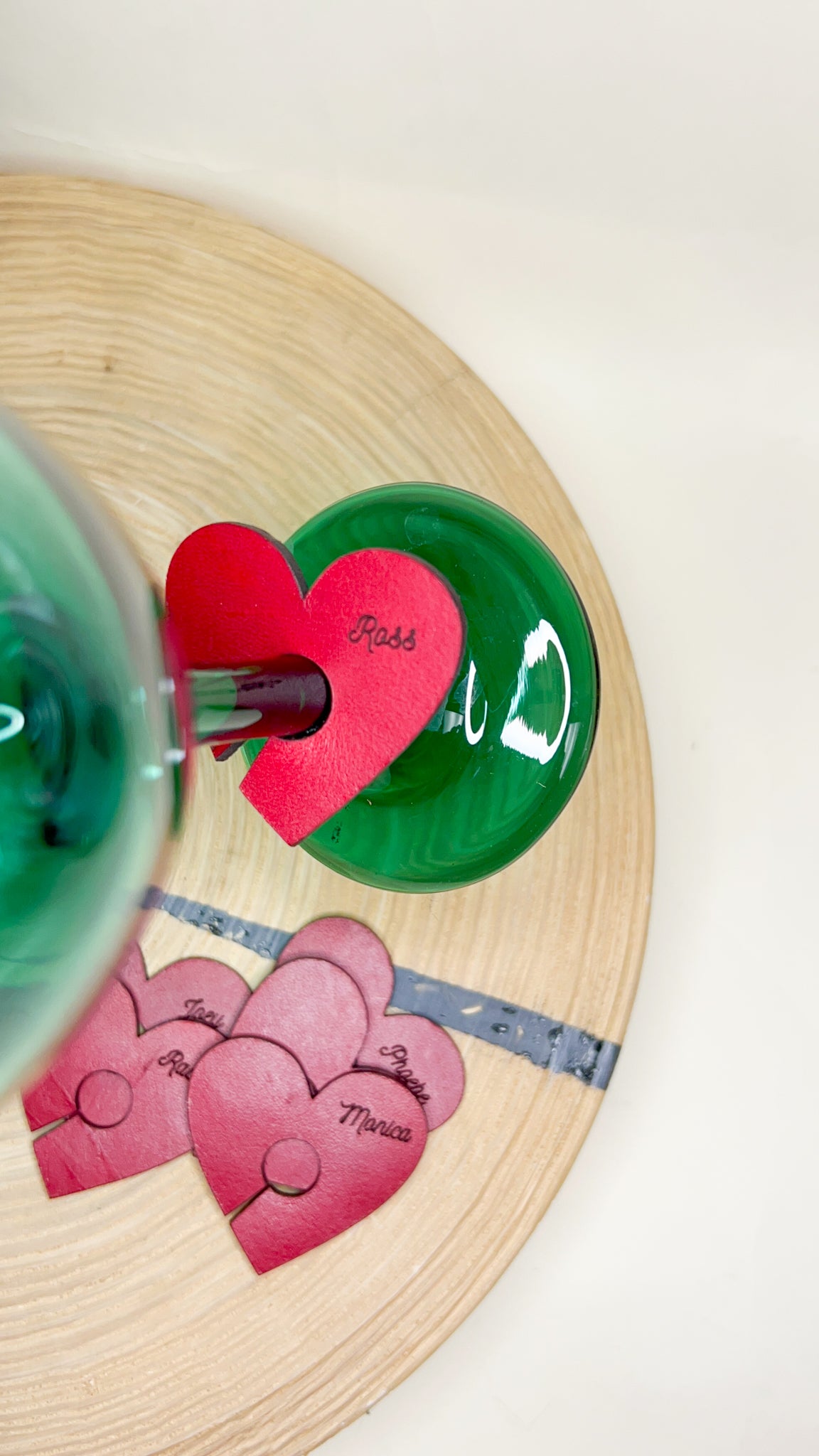 Heart Shaped Wine Charms for Stemmed Glasses