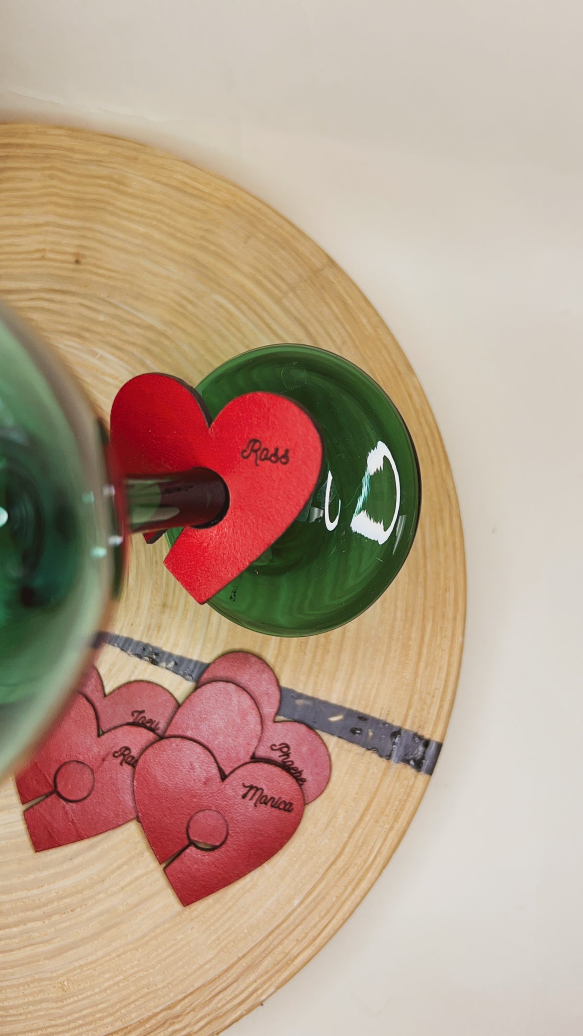 Heart Shaped Wine Charms for Stemmed Glasses