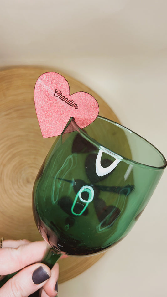 Heart Shaped Wine Charms for Stemless Glasses