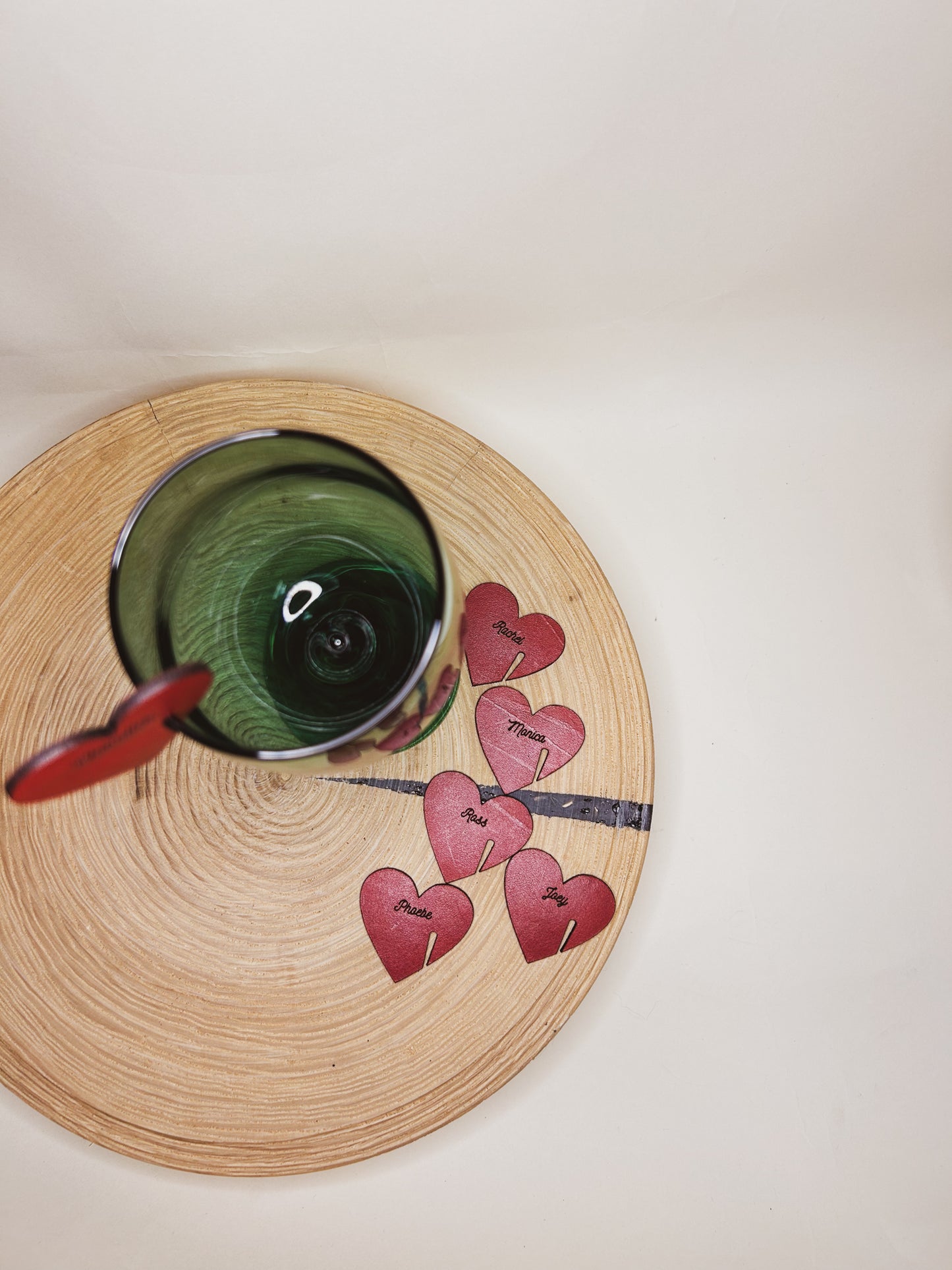Heart Shaped Wine Charms for Stemless Glasses
