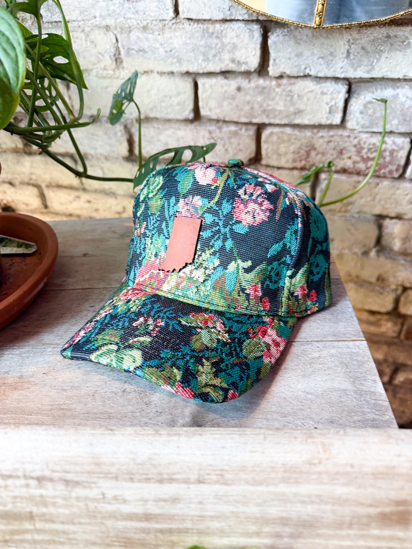 Indiana Patch on Blue Floral Hat