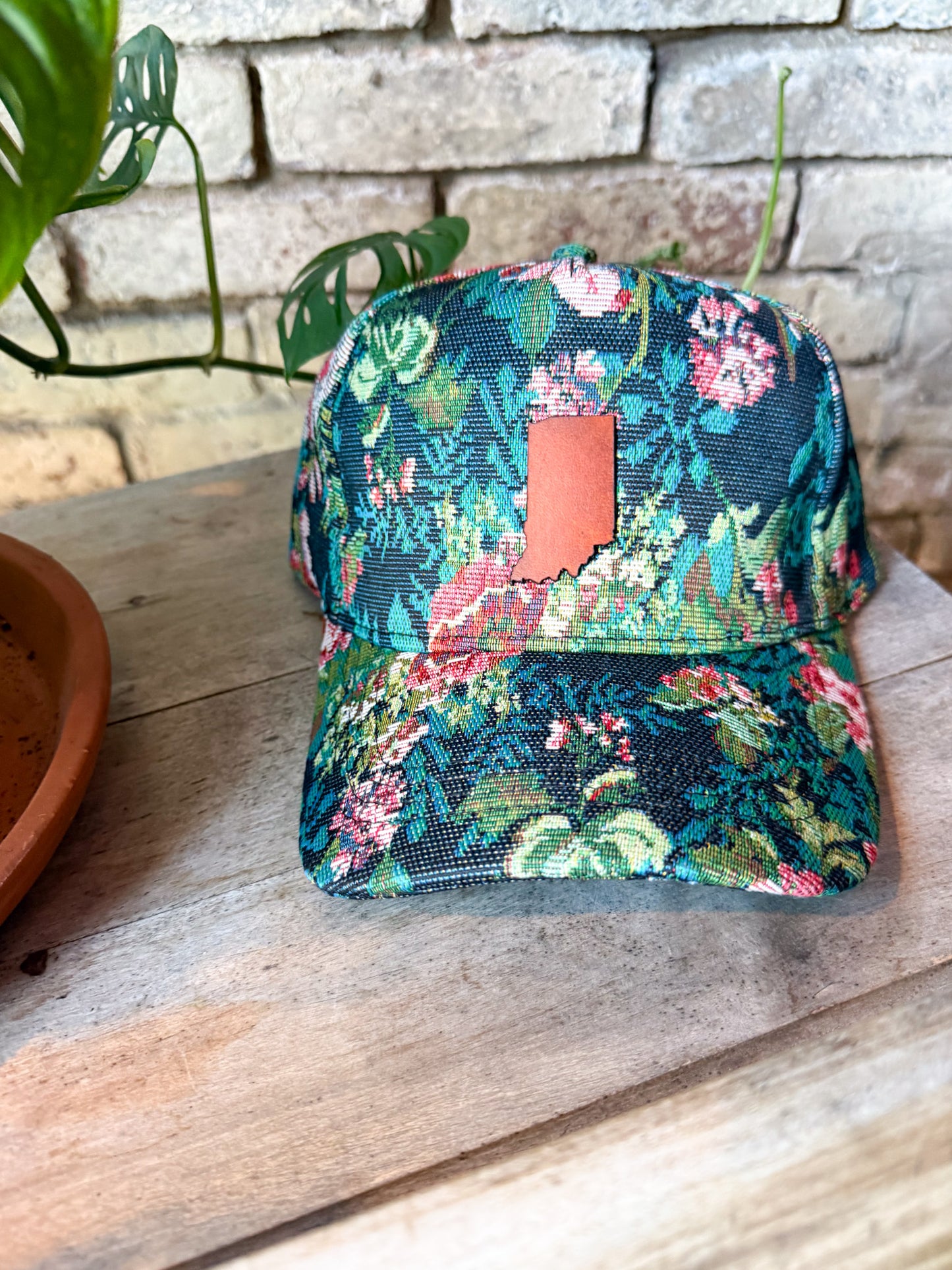 Indiana Patch on Blue Floral Hat