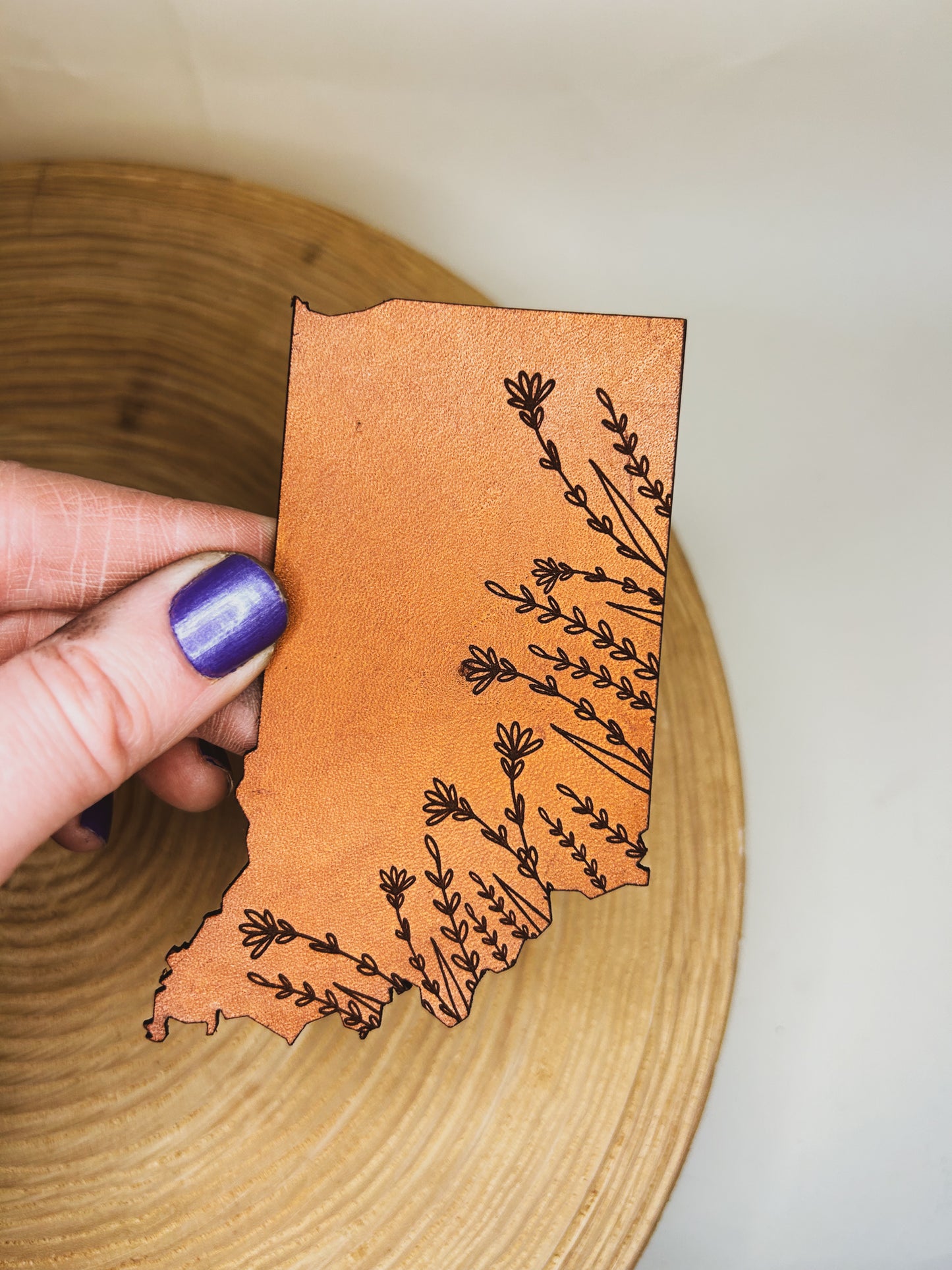 Indiana Wildflower Leather Bookmark