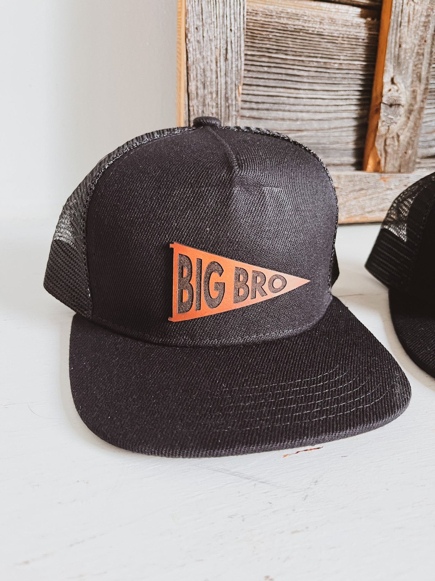 Big Bro and Lil Bro Pennant Leather Patch Hat - Black - Infant Size