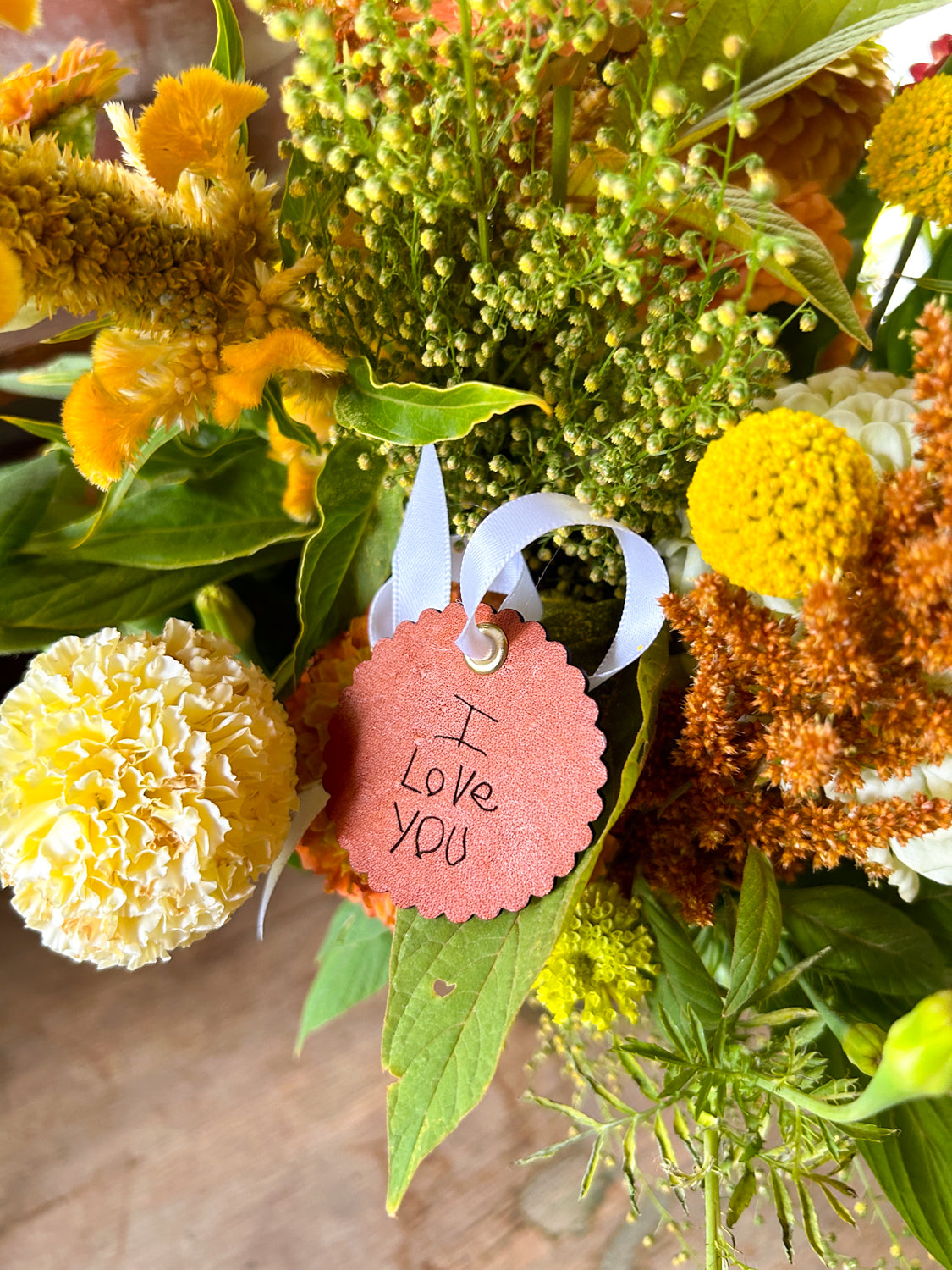 Personalized Leather Bouquet Charms with Handwriting Engraved